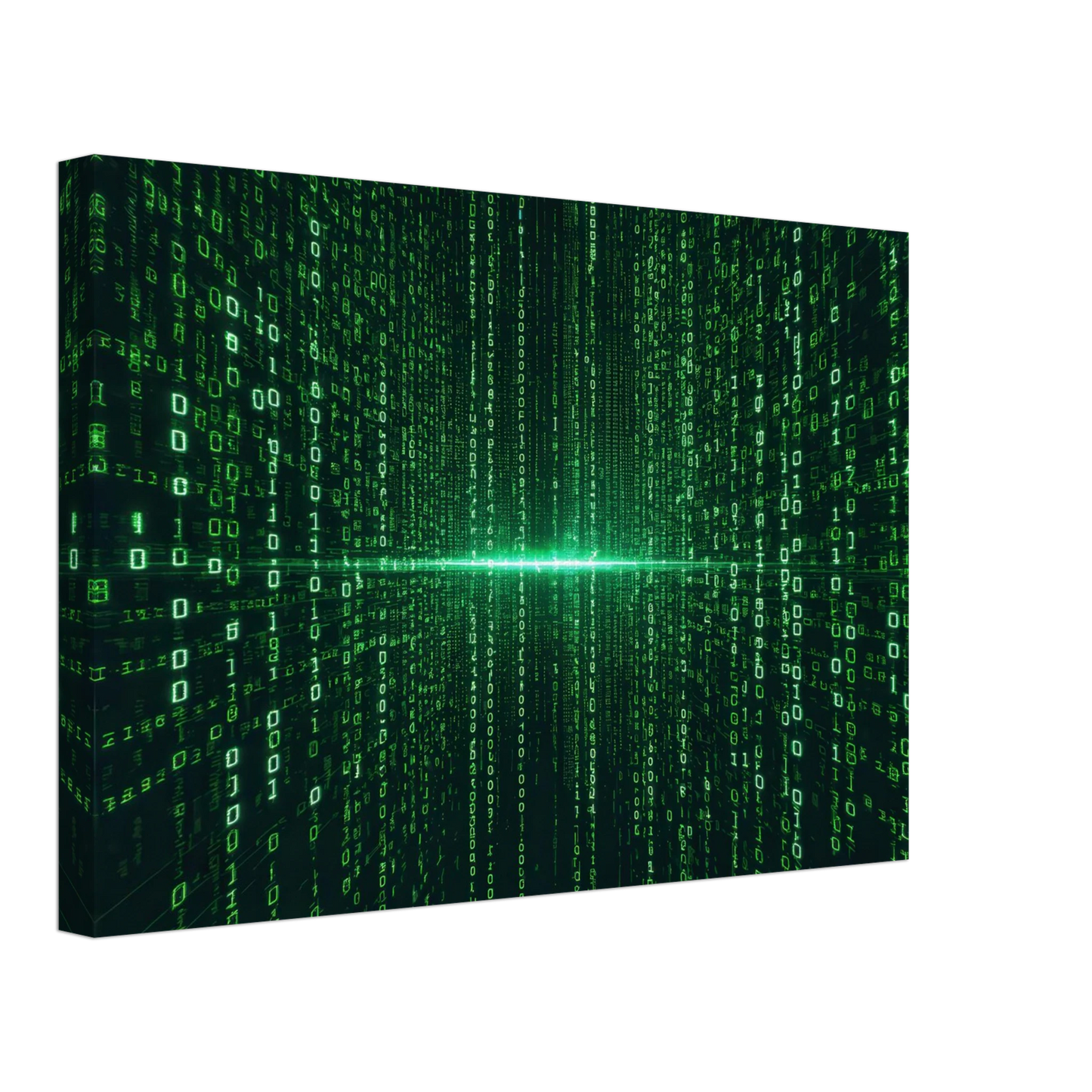 Wandbild digital matrix art gruene binaercode illusion fuer ihr zuhause oder buero erhaeltlich in vielen groessen