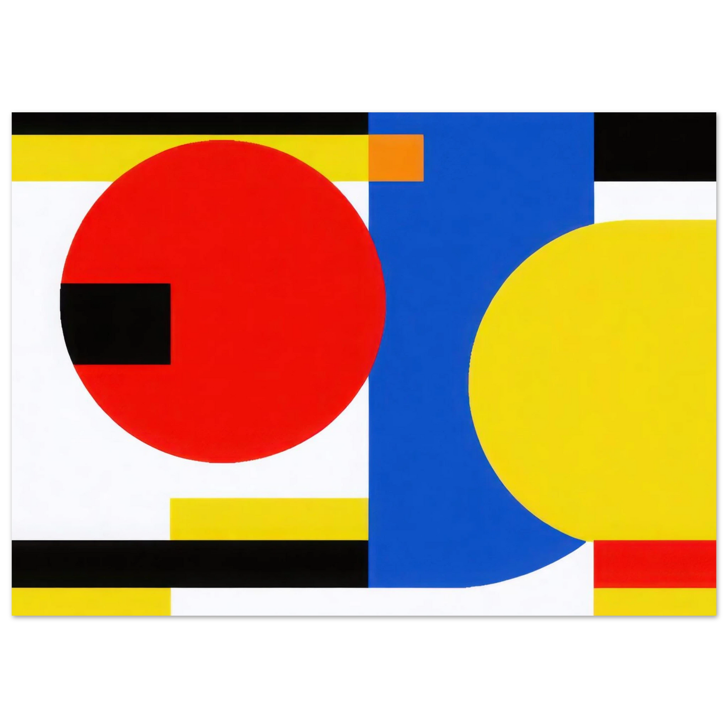 Wandbild bauhaus inspirierte komposition in leuchtendem rot blau gelb abstrakte kunst fuer ihr zuhause