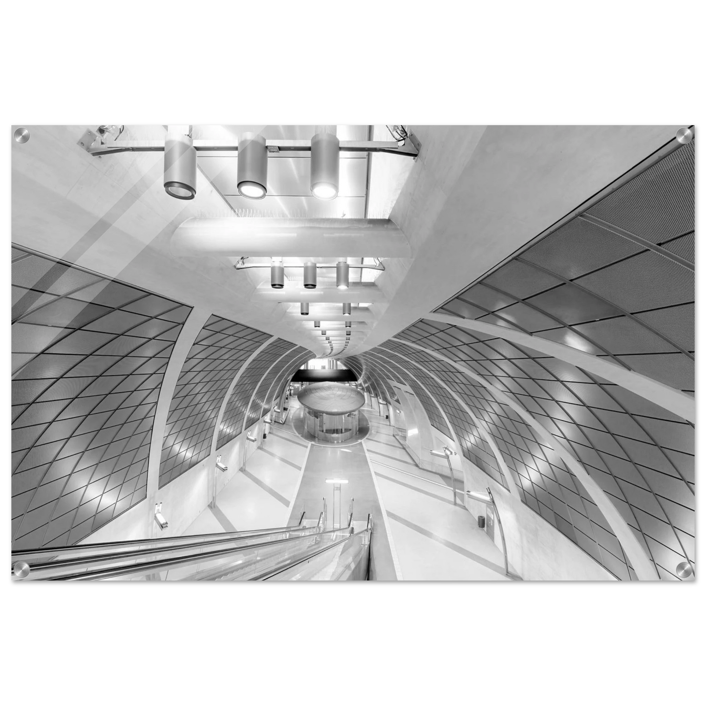 Wandbild futuristische u bahn station moderne architektur in schwarz weiss als wandkunst