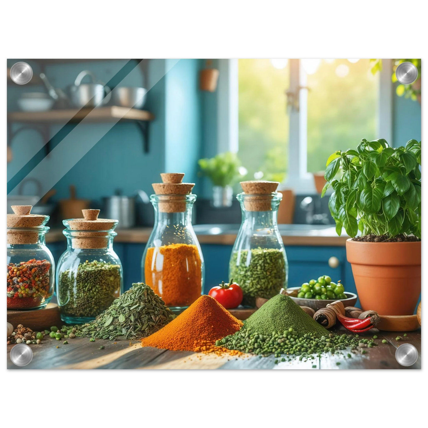 Wandbild lebendige kuechenkraeuter und gewuerze frische wuerze fuer ihr zuhause