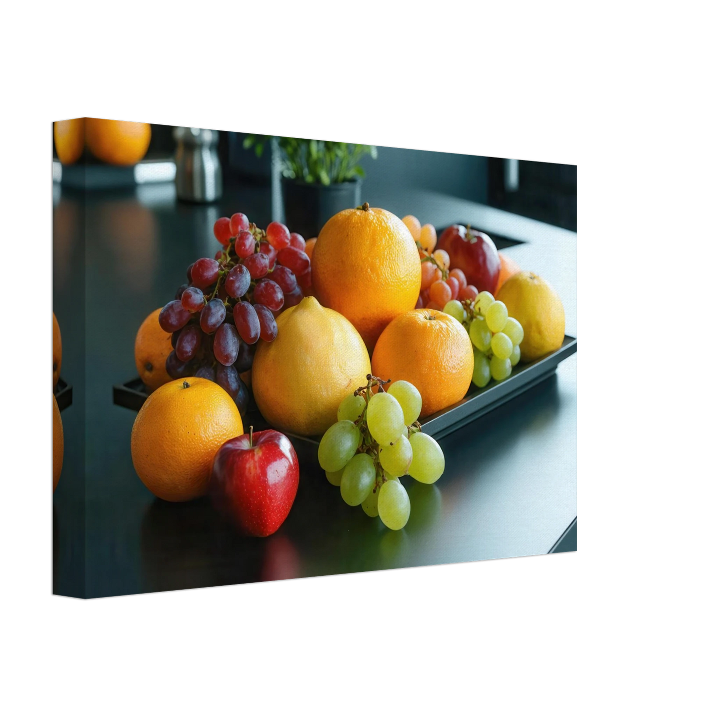 Wandbild fruchtbare fuelle lebendige komposition mit zitrusfruechten und trauben