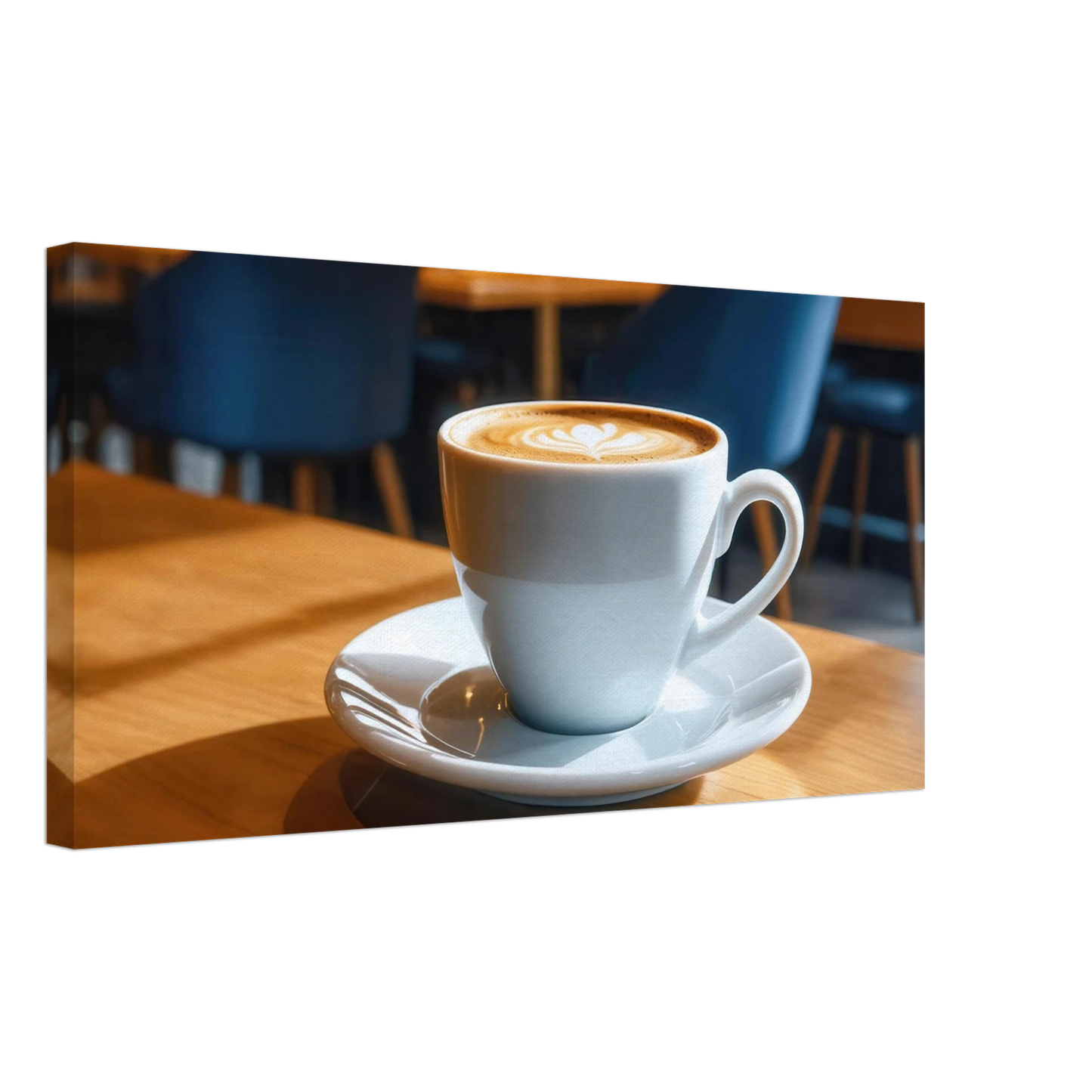 Wandbild gemuetliche kaffeehaus szene stilvolle latte art in goldenem licht