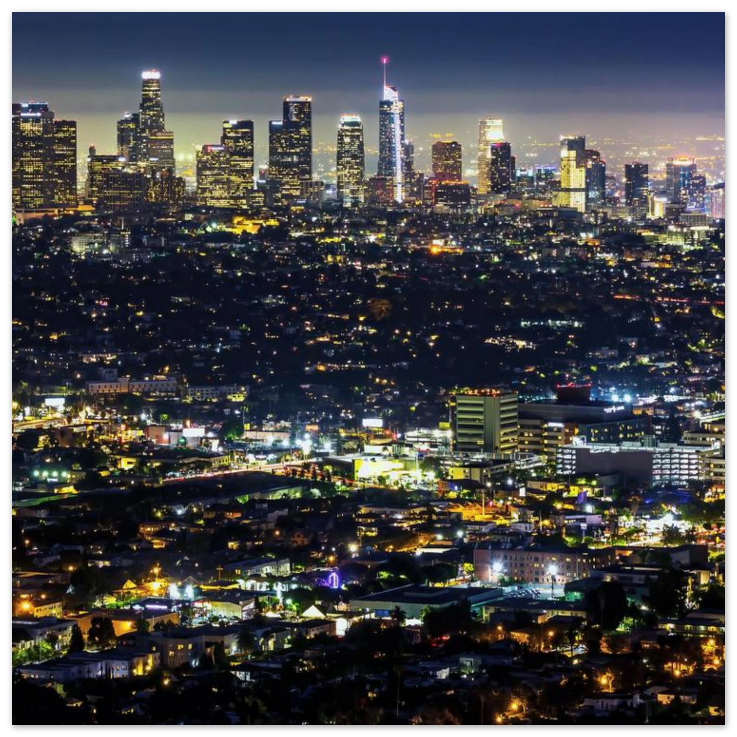 Wandbild los angeles lichtermeer majestaetische skyline bei nacht in ihrer wunschgroesse