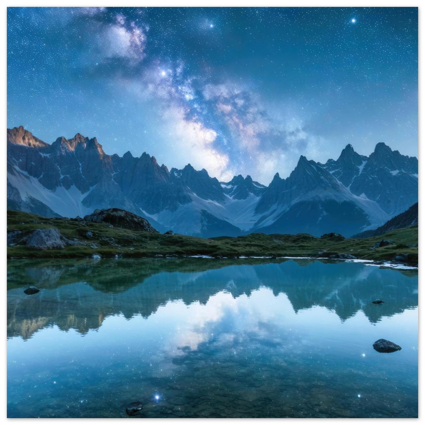 Wandbild himmlische bergspiegelung majestic milky way reflected in alpine lake your choice of sizes