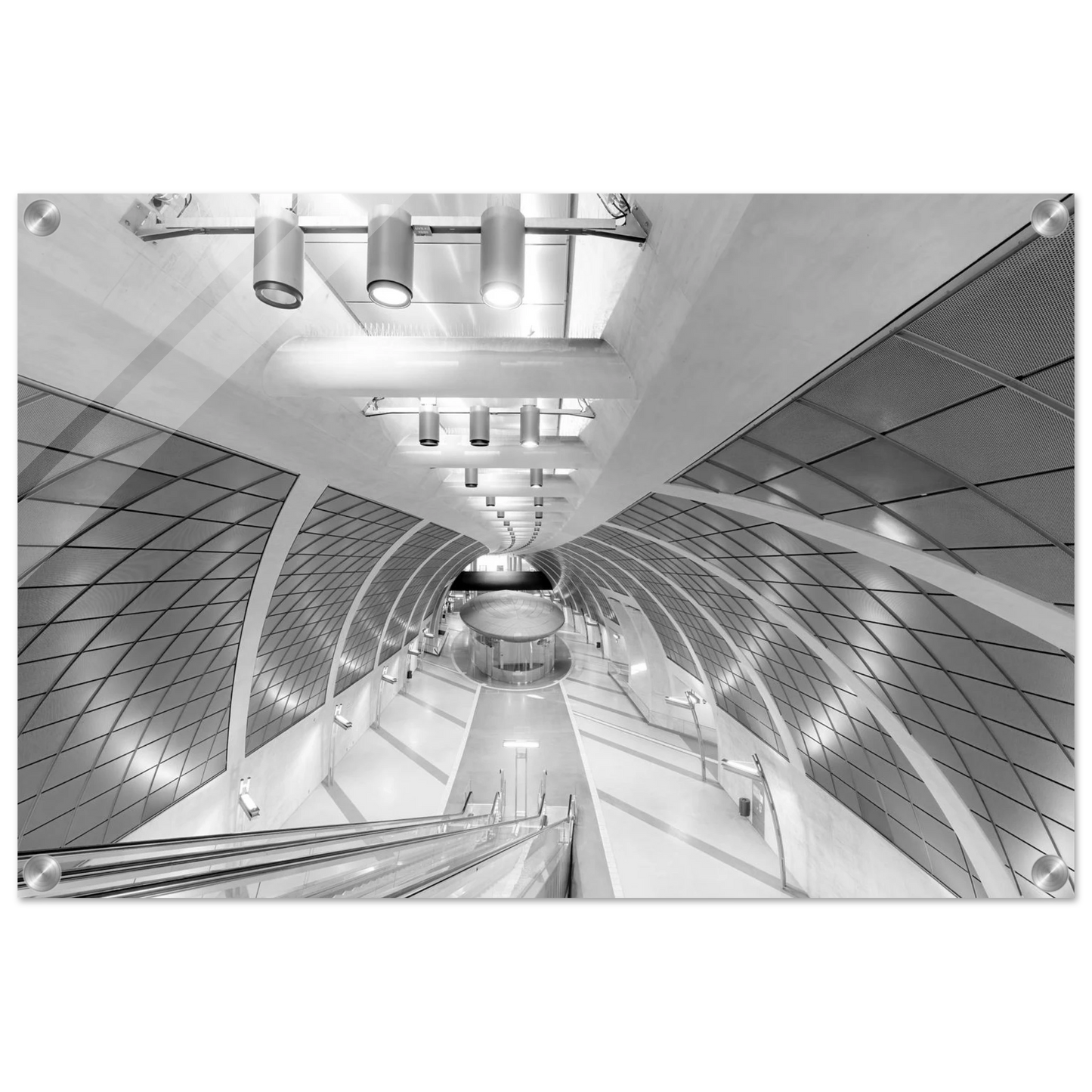 Wandbild futuristische u bahn station moderne architektur in schwarz weiss als wandkunst
