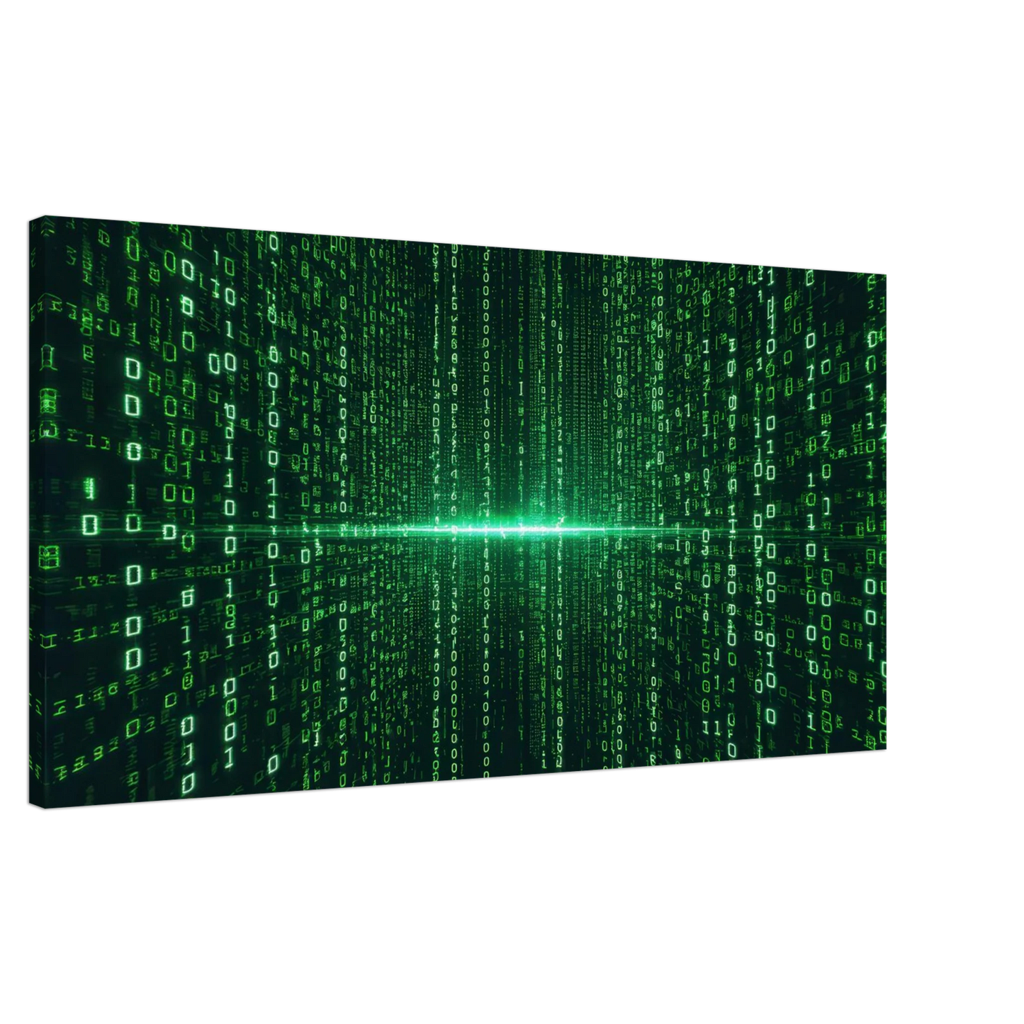 Wandbild digital matrix art gruene binaercode illusion fuer ihr zuhause oder buero erhaeltlich in vielen groessen