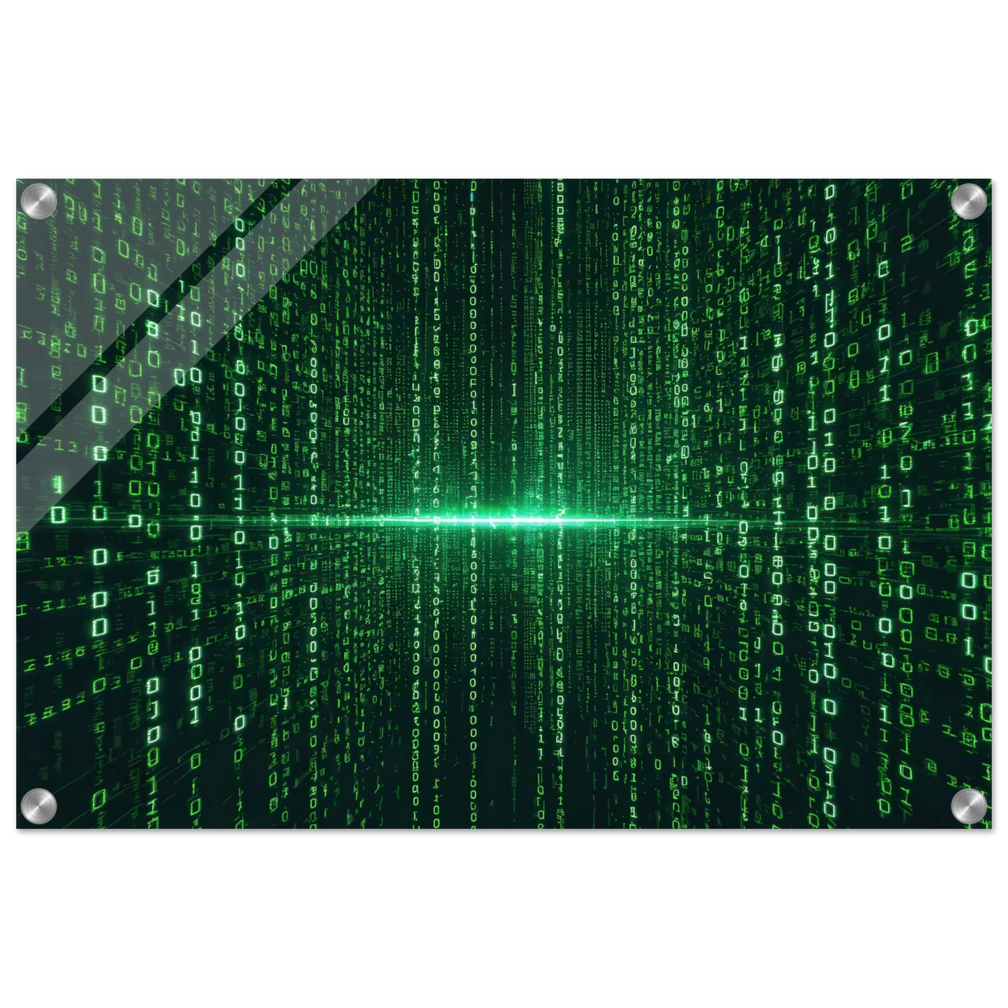 Wandbild digital matrix art gruene binaercode illusion fuer ihr zuhause oder buero erhaeltlich in vielen groessen