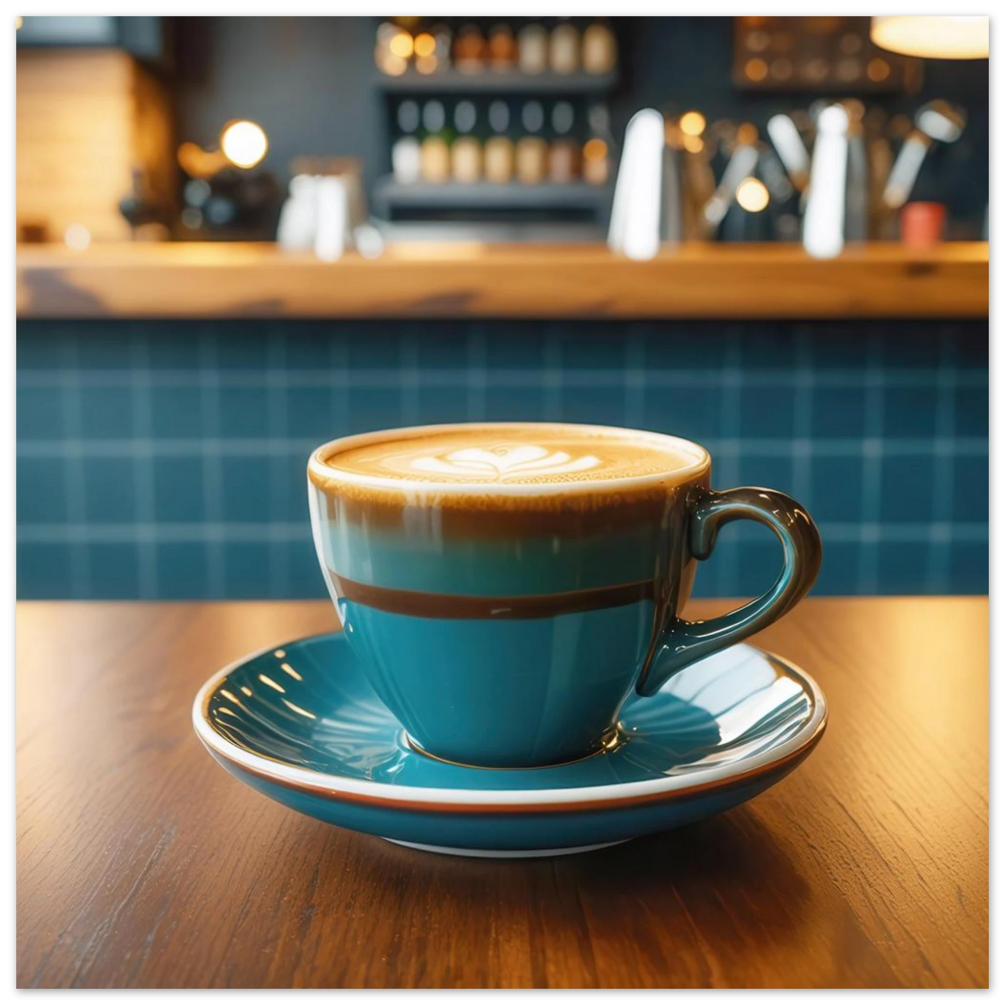 Wandbild deep teal latte einladende kaffeehaus atmosphaere fuer ihr zuhause in vielen groessen