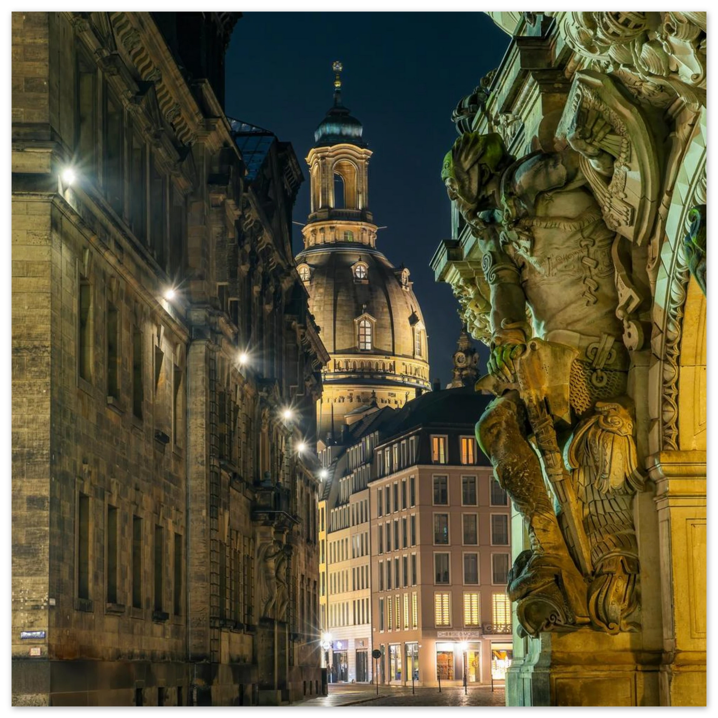 Wandbild dresden altstadt nachtansicht historische architektur als kunstdruck in vielen groessen