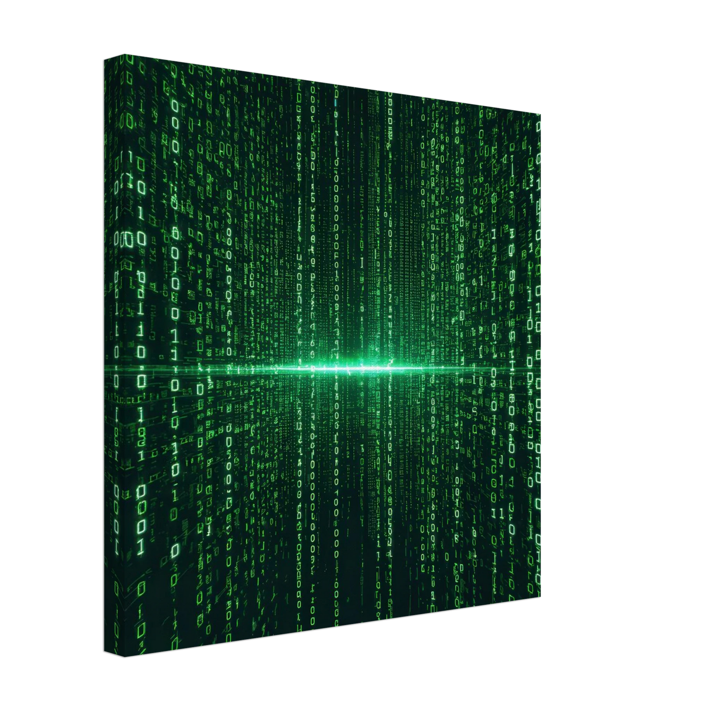 Wandbild digital matrix art gruene binaercode illusion fuer ihr zuhause oder buero erhaeltlich in vielen groessen