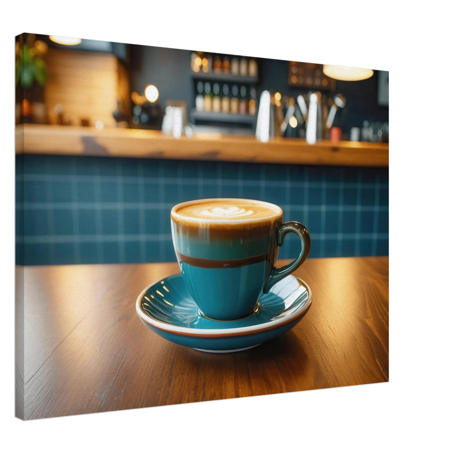 Wandbild deep teal latte einladende kaffeehaus atmosphaere fuer ihr zuhause in vielen groessen