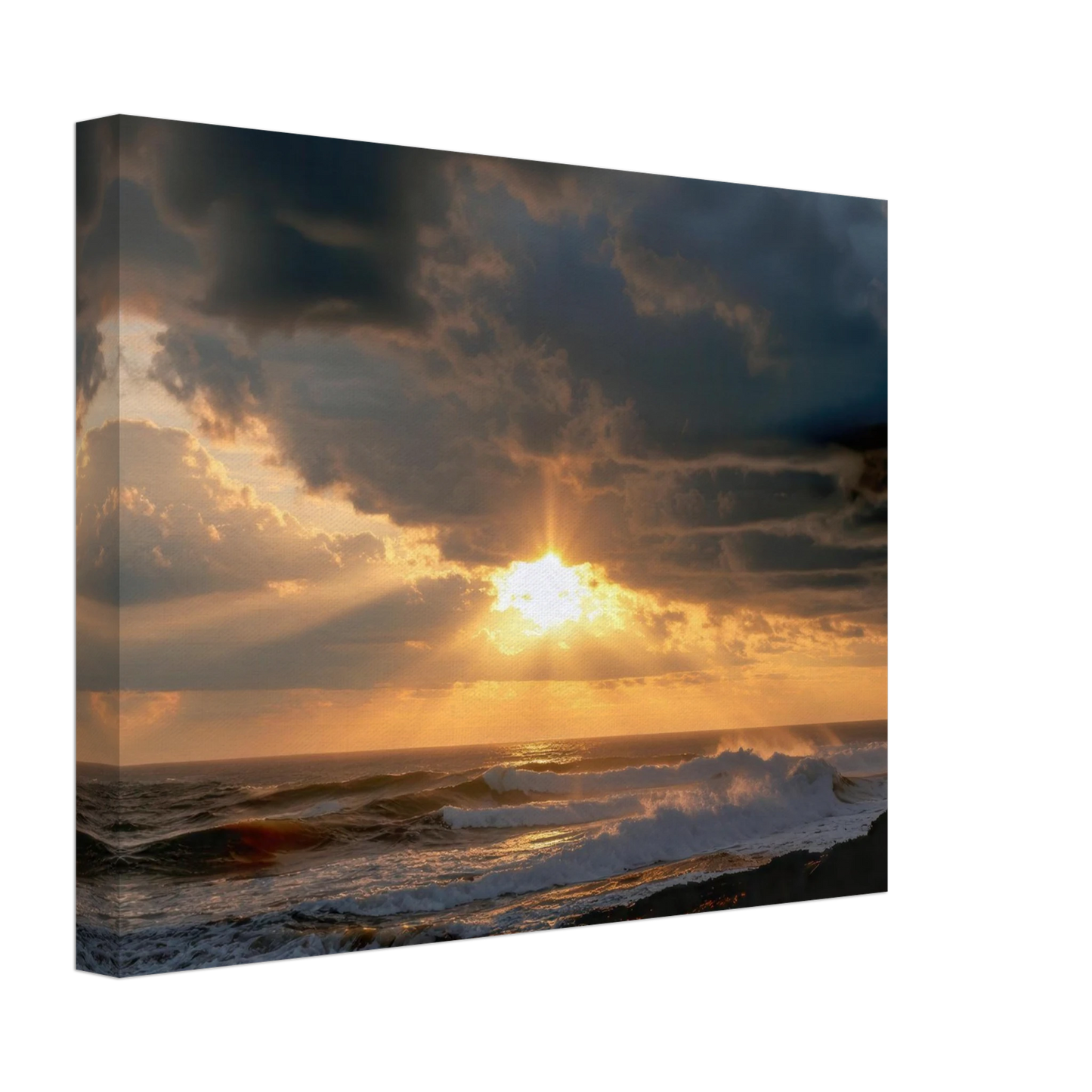 Wandbild dramatischer ozean sonnenuntergang kuestenkunst in ihrer wunschgroesse