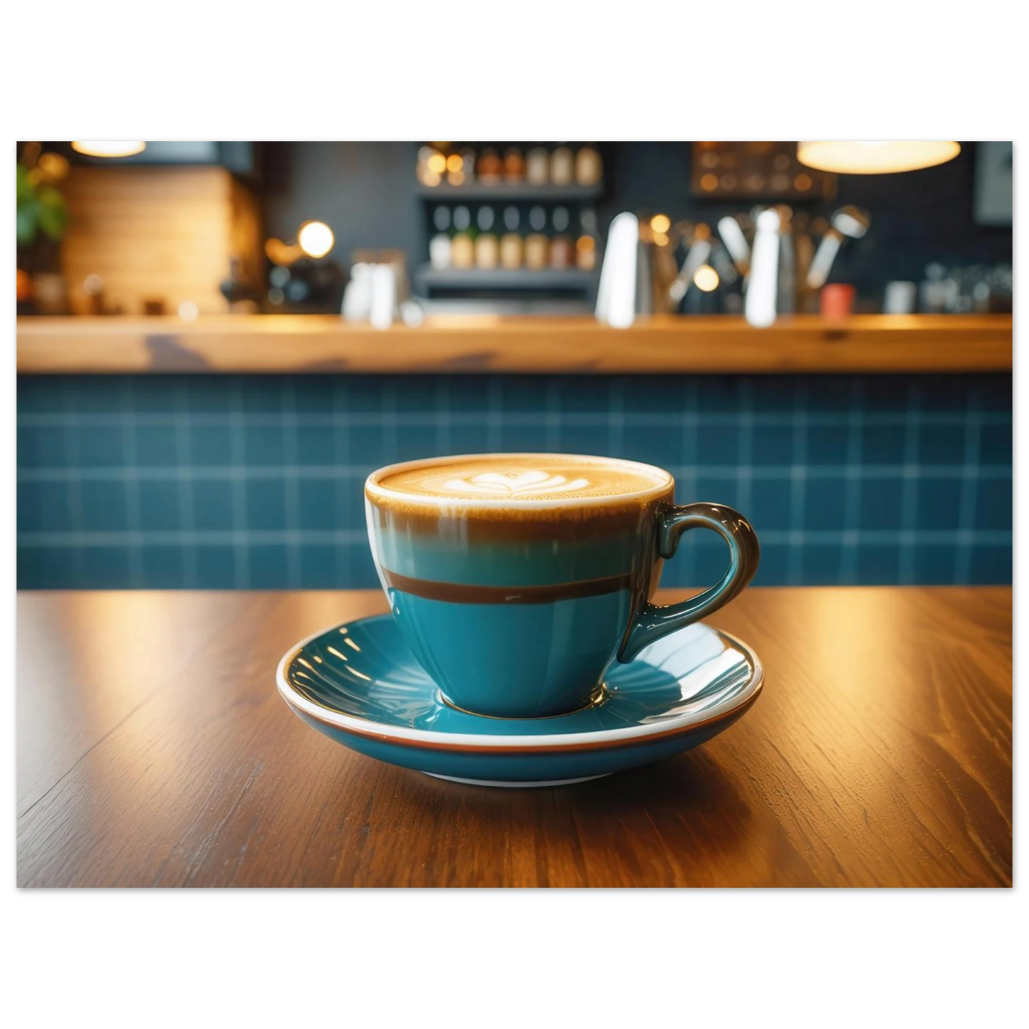 Wandbild deep teal latte einladende kaffeehaus atmosphaere fuer ihr zuhause in vielen groessen