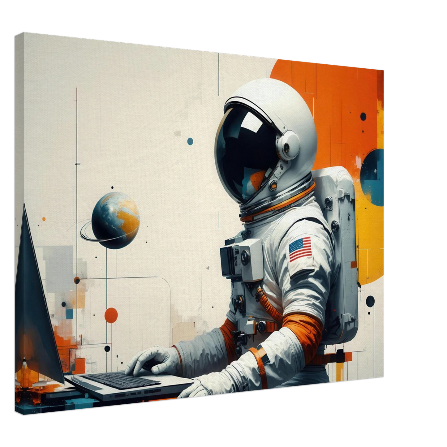 Wandbild cosmic coder astronaut bei der arbeit sci fi kunst fuer dein zuhause in verschiedenen groessen