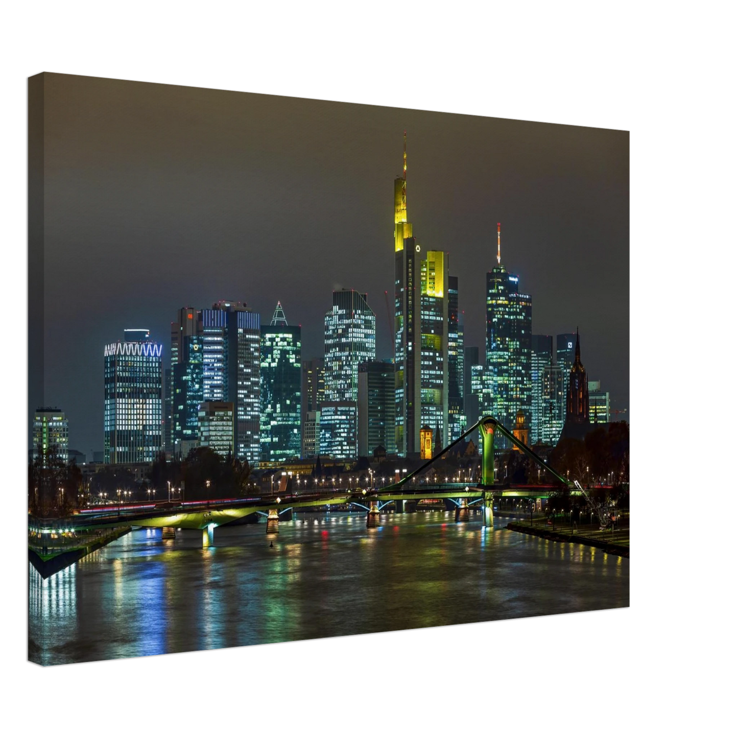 Wandbild frankfurt skyline bei nacht lebendige stadtlandschaft fuer ihr zuhause in vielen groessen