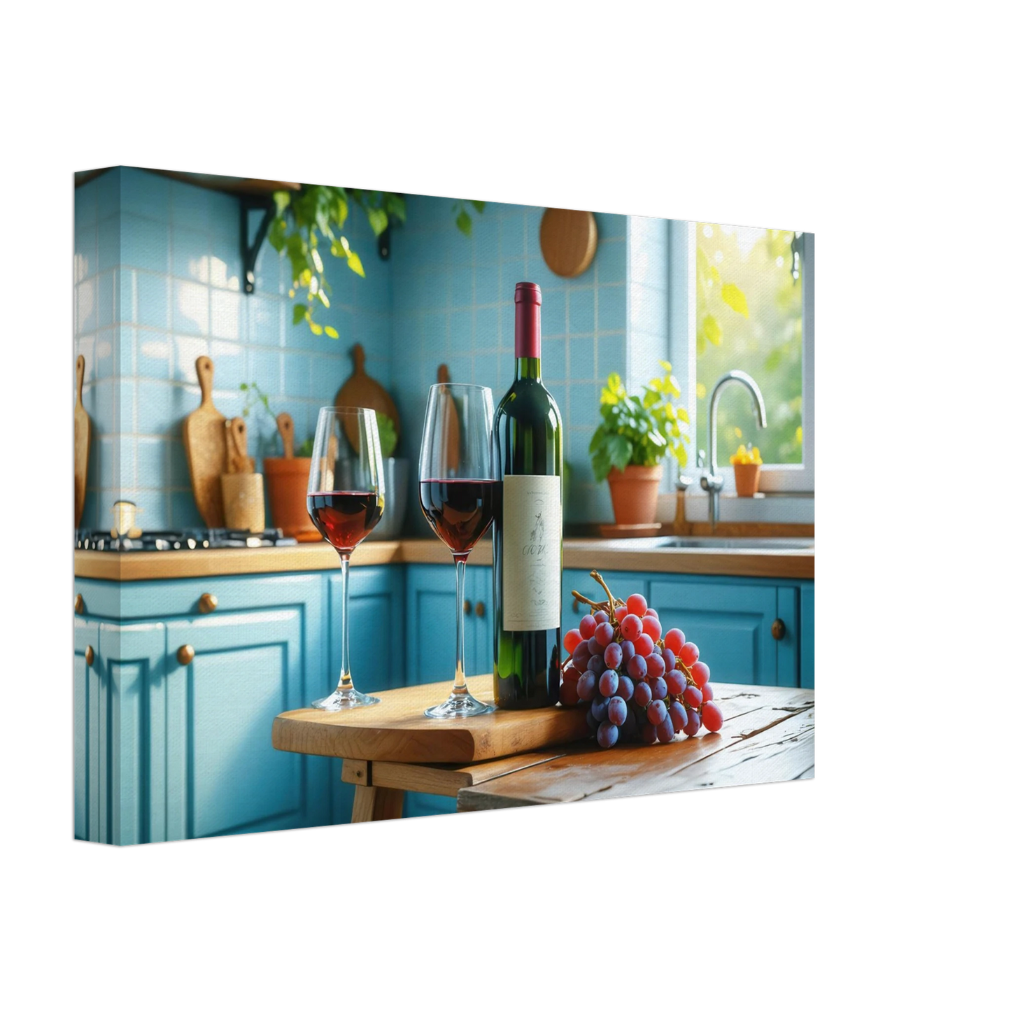 Wandbild weinabend idylle lebendige kueche mit wein trauben fuer ihre traumgroesse