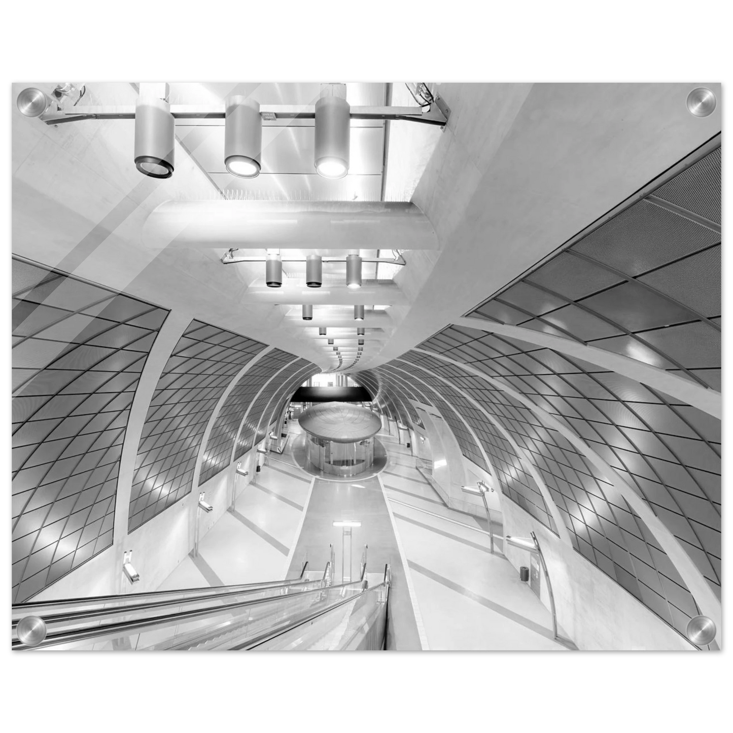 Wandbild futuristische u bahn station moderne architektur in schwarz weiss als wandkunst