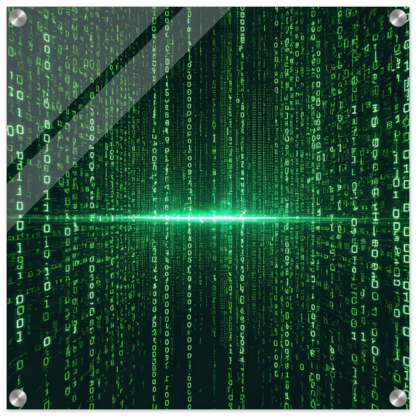 Wandbild digital matrix art gruene binaercode illusion fuer ihr zuhause oder buero erhaeltlich in vielen groessen