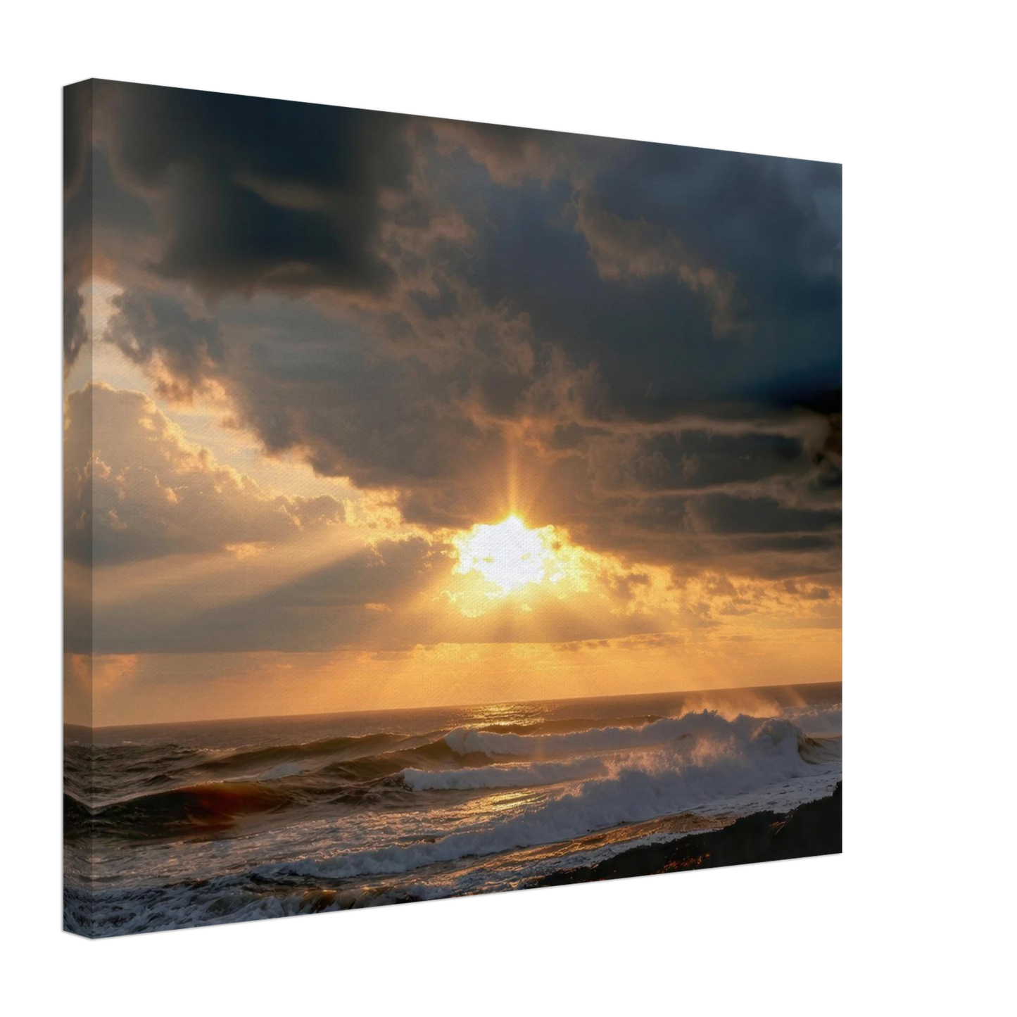 Wandbild dramatischer ozean sonnenuntergang kuestenkunst in ihrer wunschgroesse