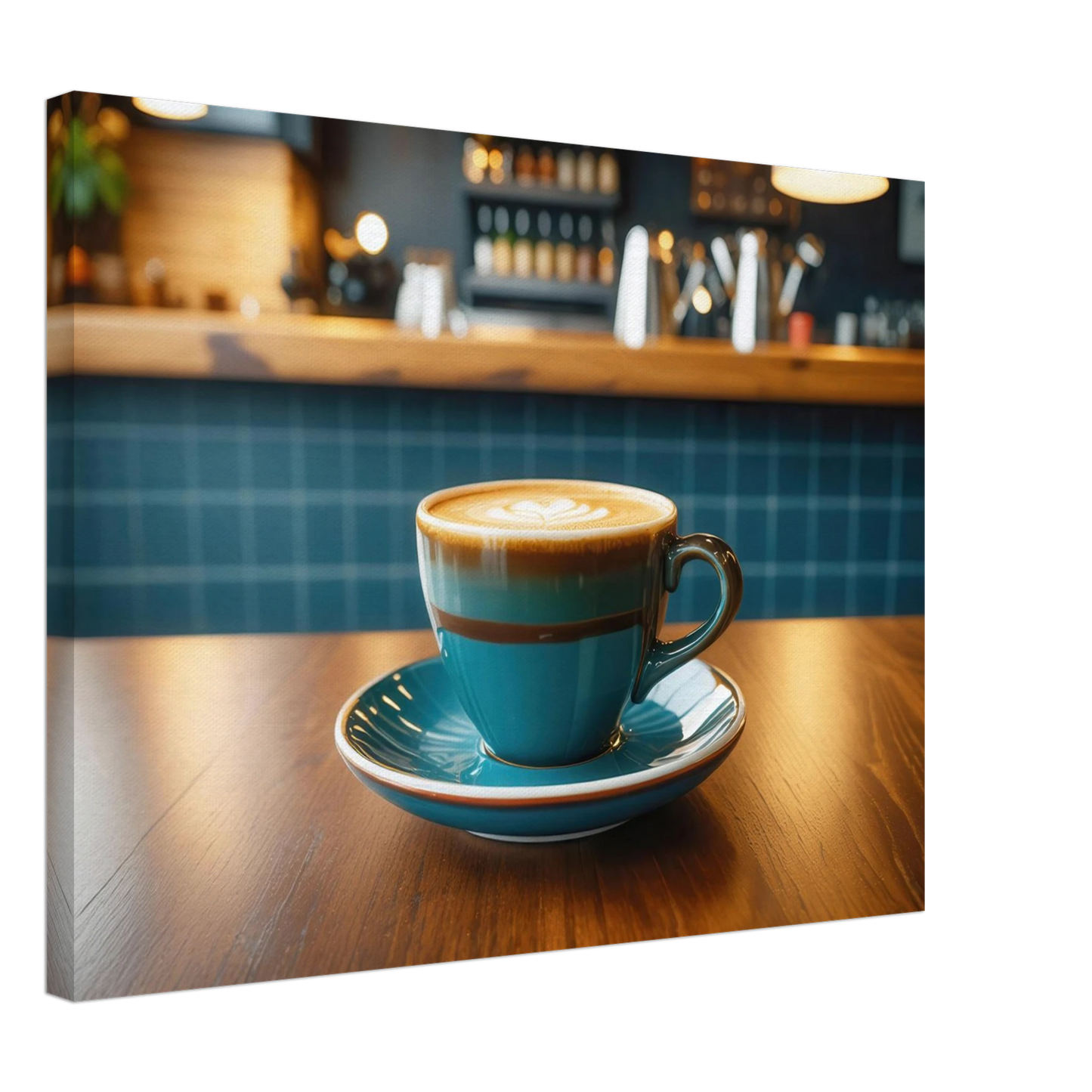 Wandbild deep teal latte einladende kaffeehaus atmosphaere fuer ihr zuhause in vielen groessen