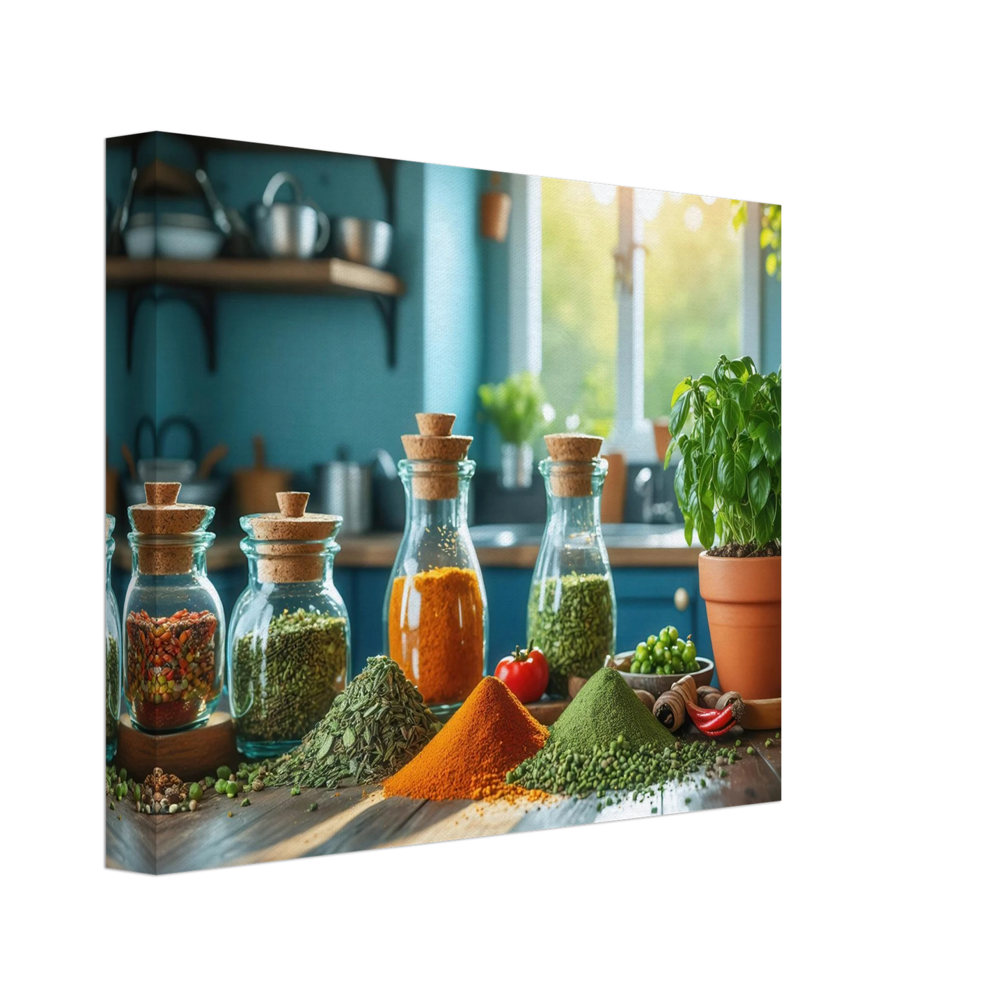 Wandbild lebendige kuechenkraeuter und gewuerze frische wuerze fuer ihr zuhause