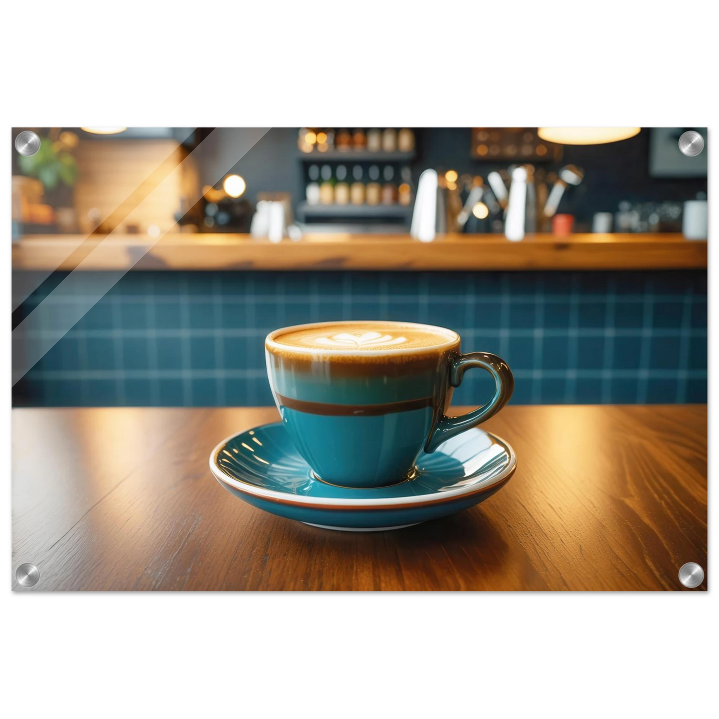 Wandbild deep teal latte einladende kaffeehaus atmosphaere fuer ihr zuhause in vielen groessen