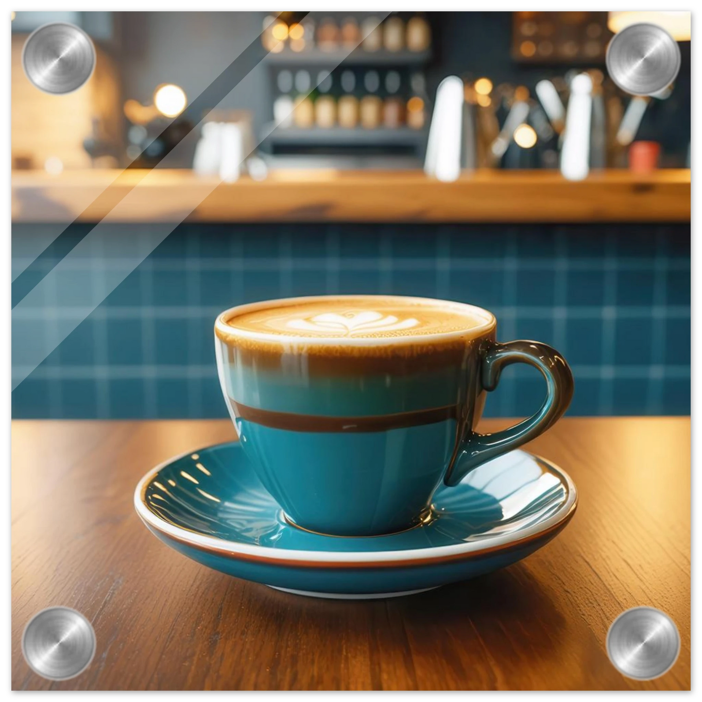 Wandbild deep teal latte einladende kaffeehaus atmosphaere fuer ihr zuhause in vielen groessen