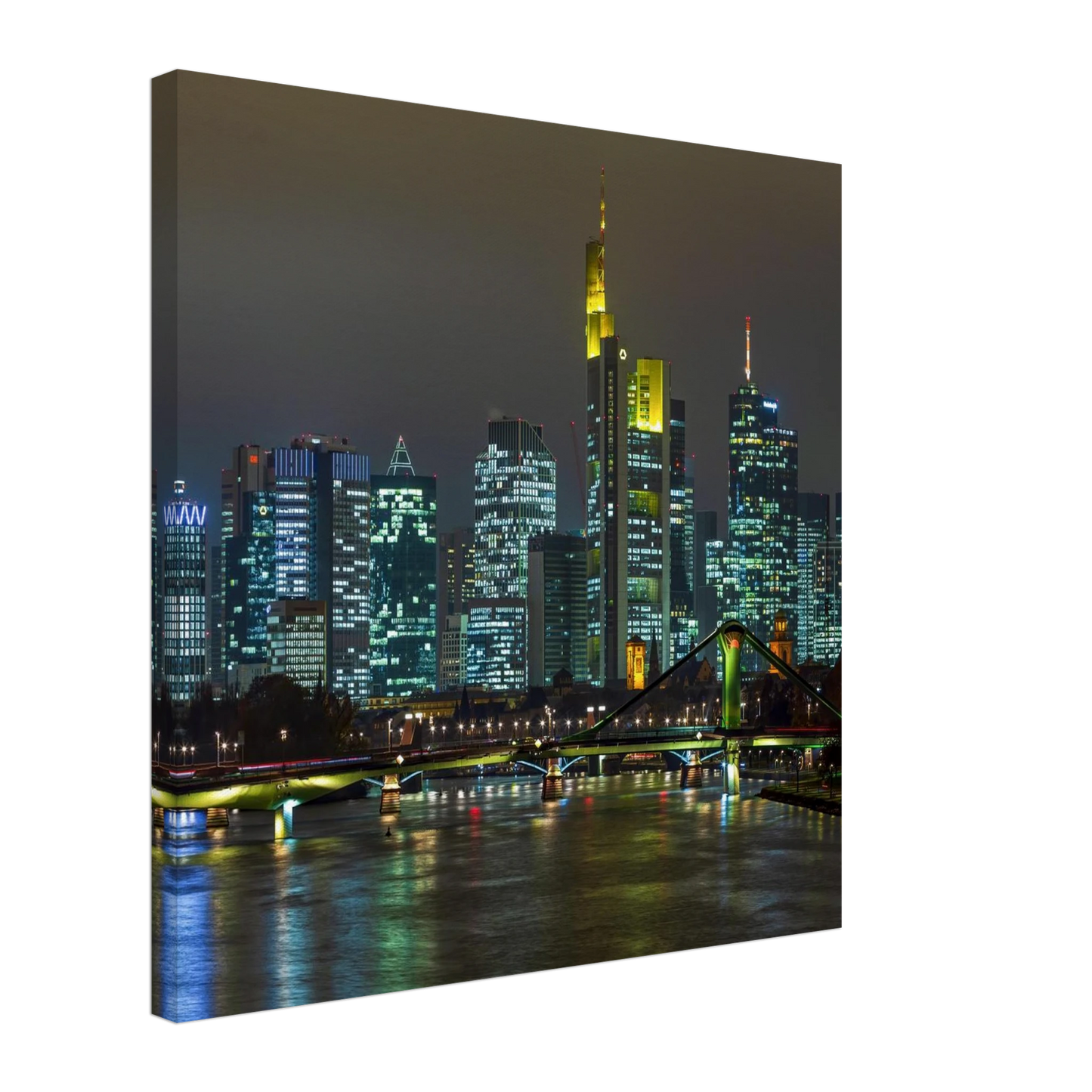 Wandbild frankfurt skyline bei nacht lebendige stadtlandschaft fuer ihr zuhause in vielen groessen