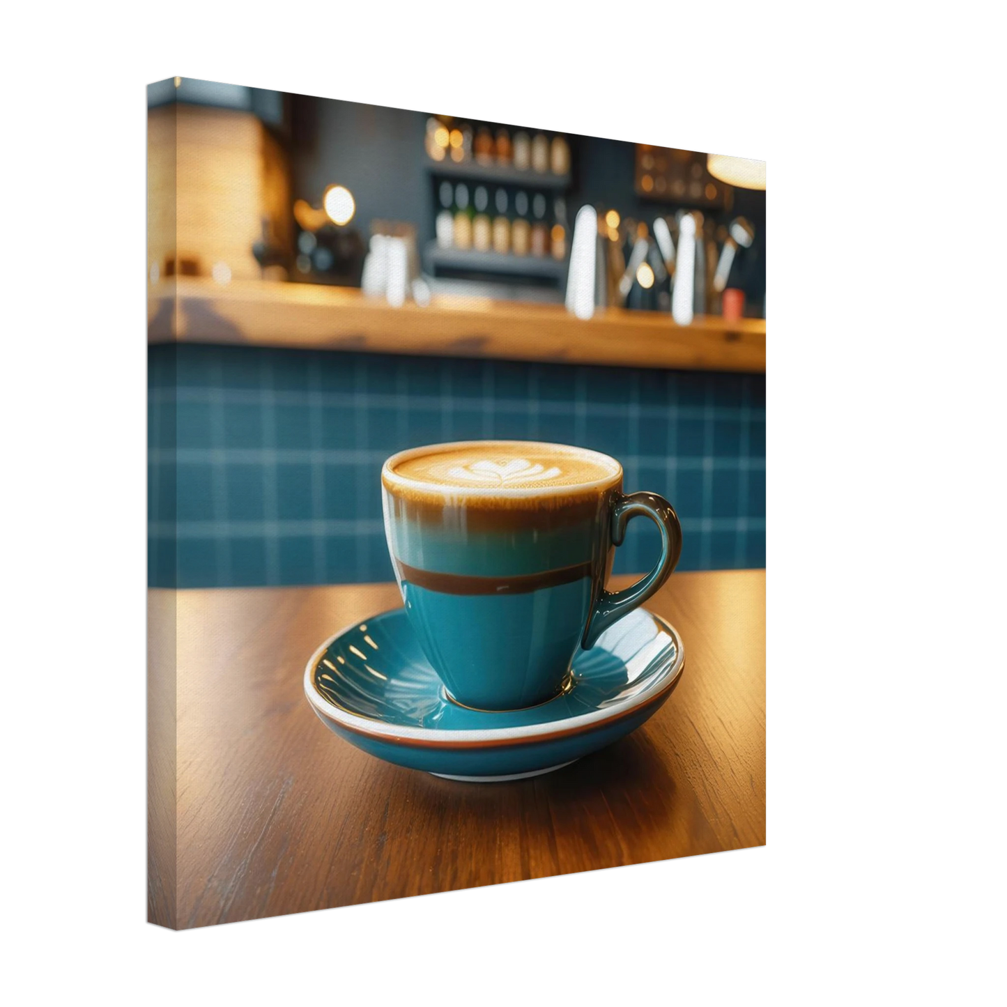 Wandbild deep teal latte einladende kaffeehaus atmosphaere fuer ihr zuhause in vielen groessen