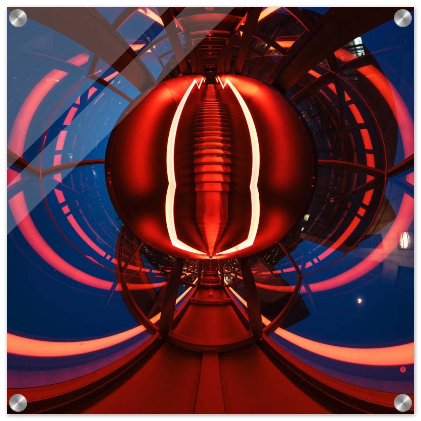 Wandbild futuristischer neon tunnel in sattem rot waehle aus 25 groessen