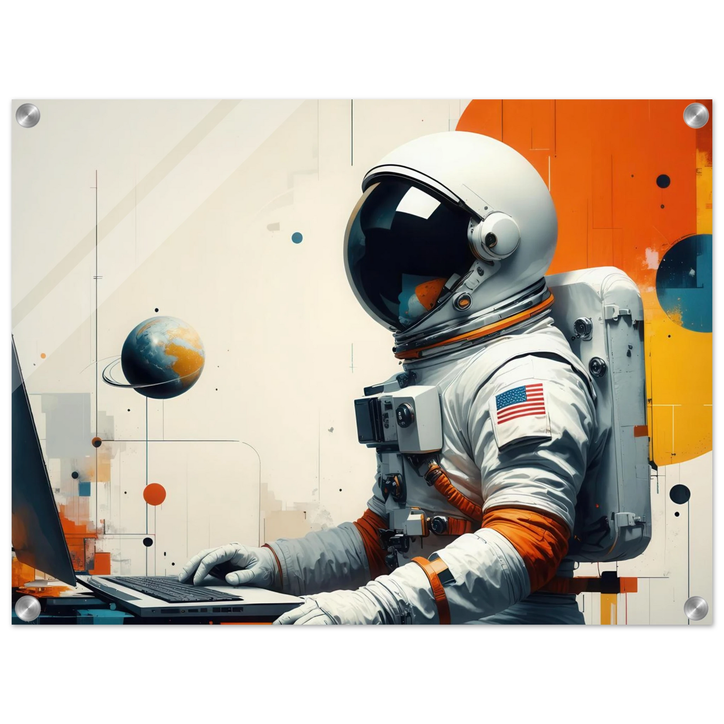 Wandbild cosmic coder astronaut bei der arbeit sci fi kunst fuer dein zuhause in verschiedenen groessen
