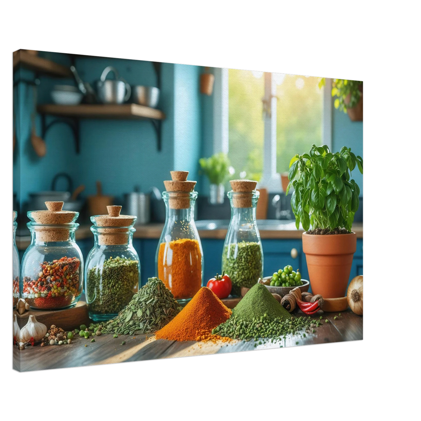 Wandbild lebendige kuechenkraeuter und gewuerze frische wuerze fuer ihr zuhause