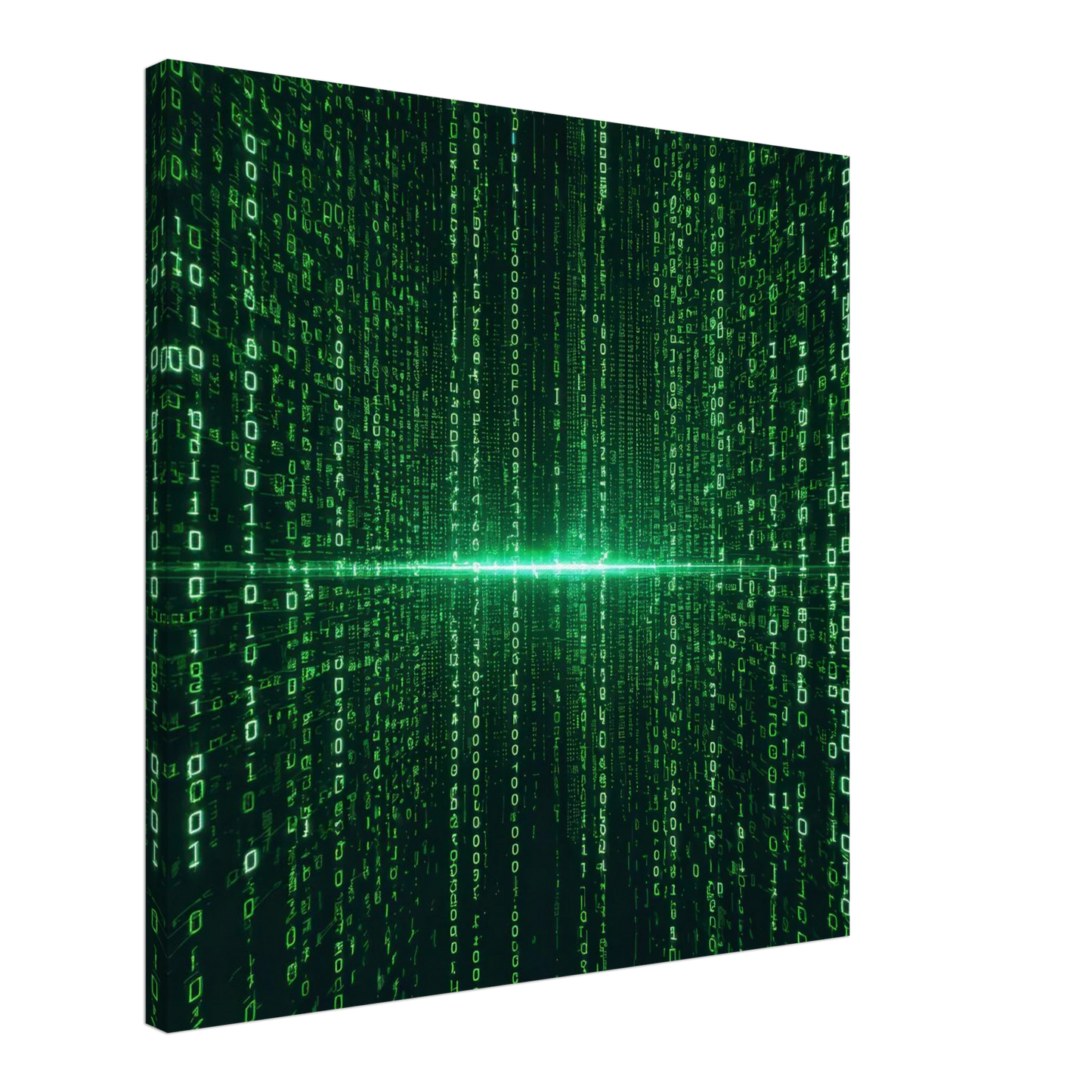 Wandbild digital matrix art gruene binaercode illusion fuer ihr zuhause oder buero erhaeltlich in vielen groessen