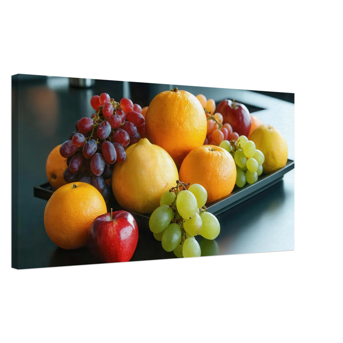 Wandbild fruchtbare fuelle lebendige komposition mit zitrusfruechten und trauben