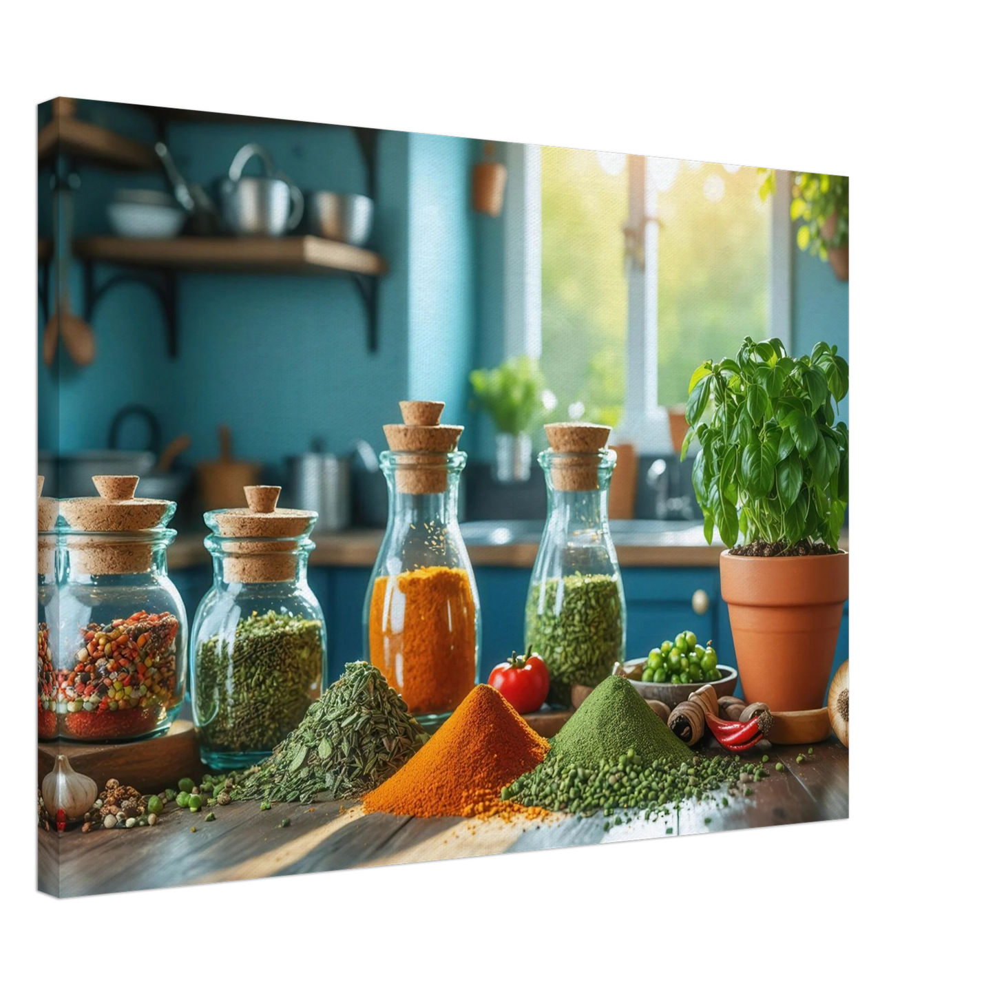 Wandbild lebendige kuechenkraeuter und gewuerze frische wuerze fuer ihr zuhause