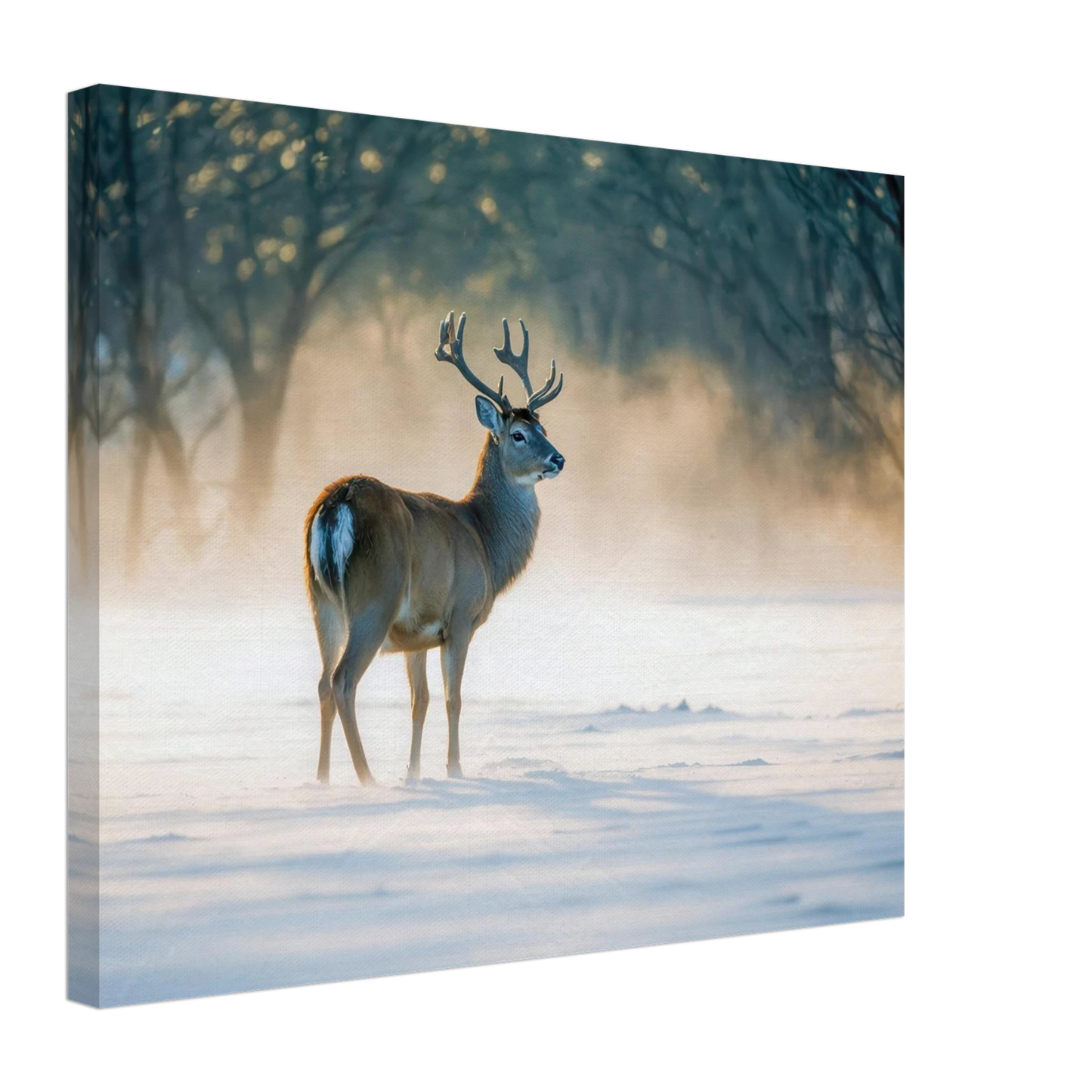 Wandbild majestaetischer hirsch im winterwunderland verwandeln sie ihr zuhause in eine ruhige landschaft