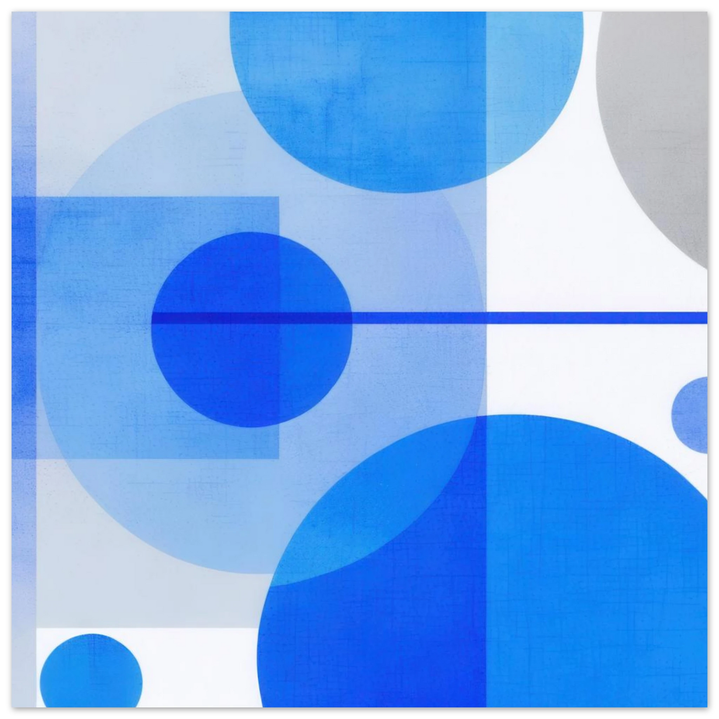 Wandbild geometrische abstraktion in koenigsblau und azur modernes dekor mit kreis rechteckformen