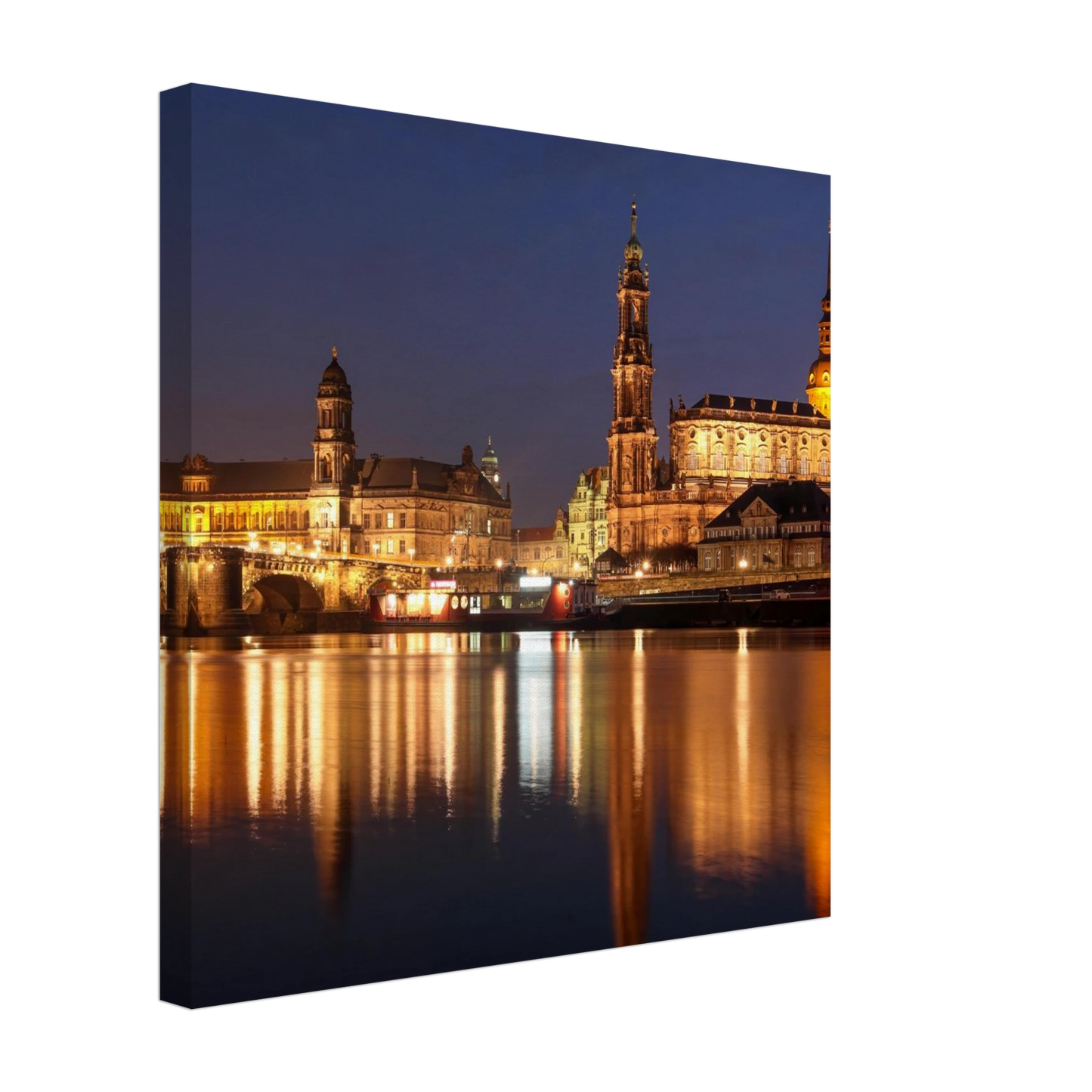 Wandbild dresden bei nacht eine malerische flusslandschaft in leuchtendem gold und azur