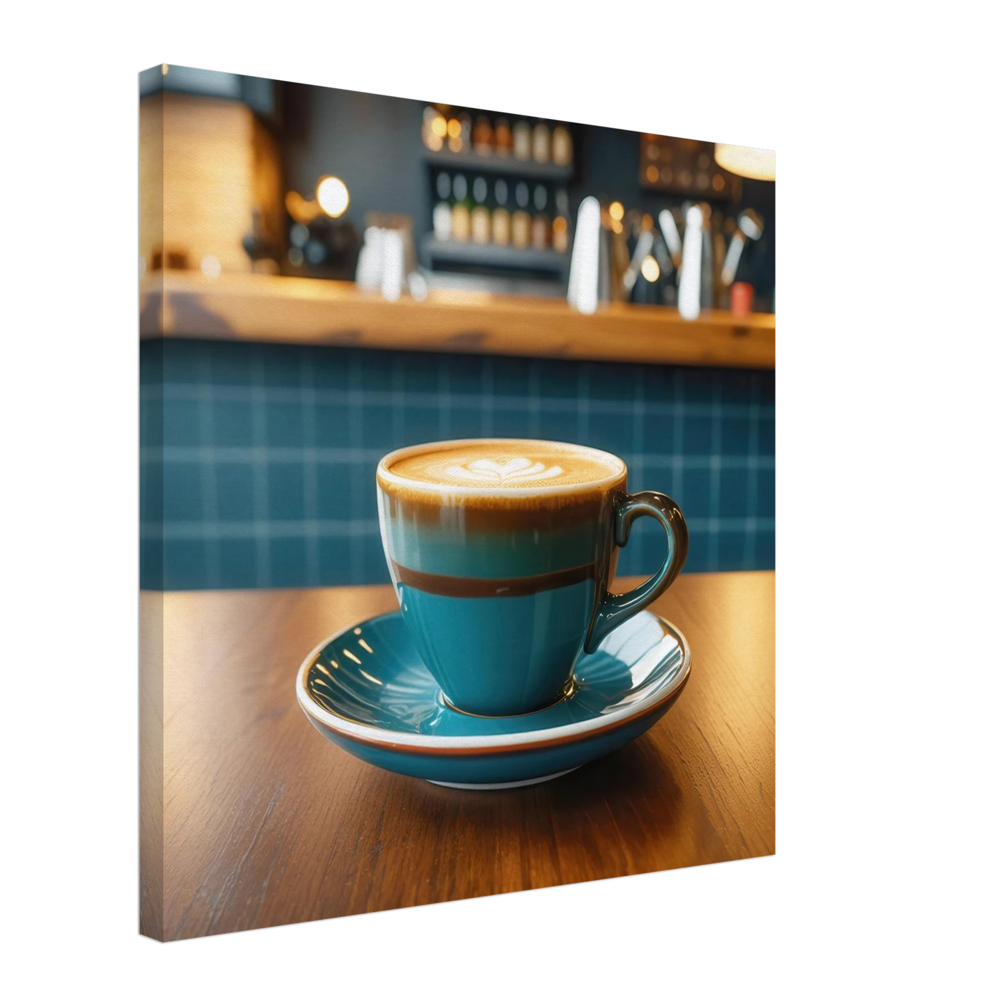 Wandbild deep teal latte einladende kaffeehaus atmosphaere fuer ihr zuhause in vielen groessen