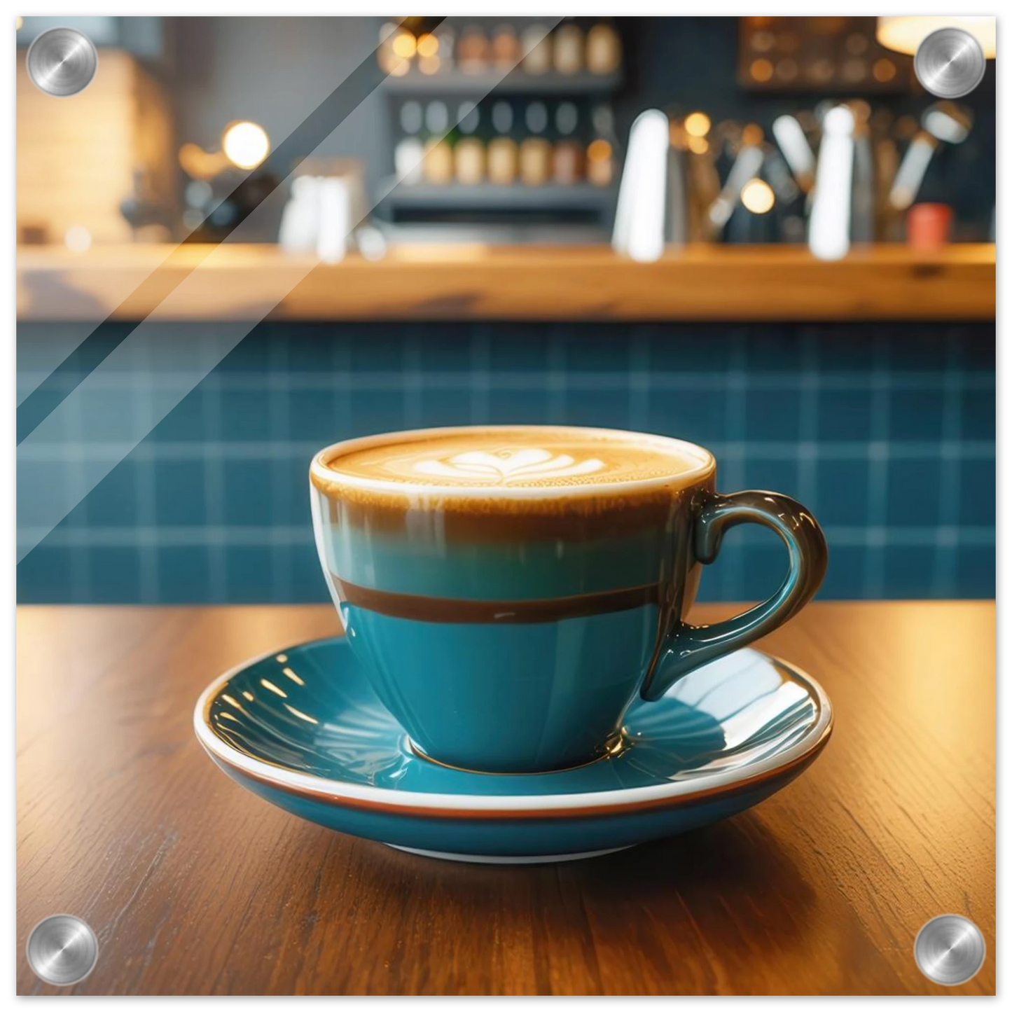Wandbild deep teal latte einladende kaffeehaus atmosphaere fuer ihr zuhause in vielen groessen