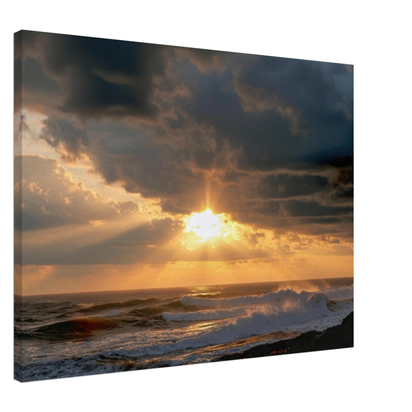 Wandbild dramatischer ozean sonnenuntergang kuestenkunst in ihrer wunschgroesse