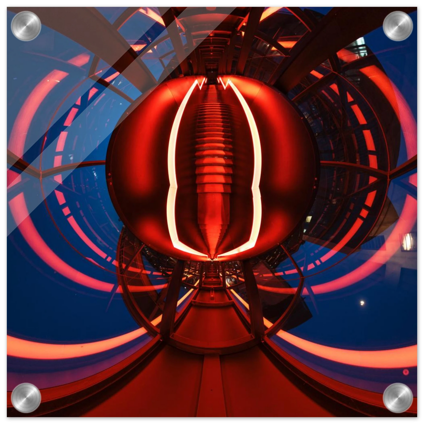 Wandbild futuristischer neon tunnel in sattem rot waehle aus 25 groessen