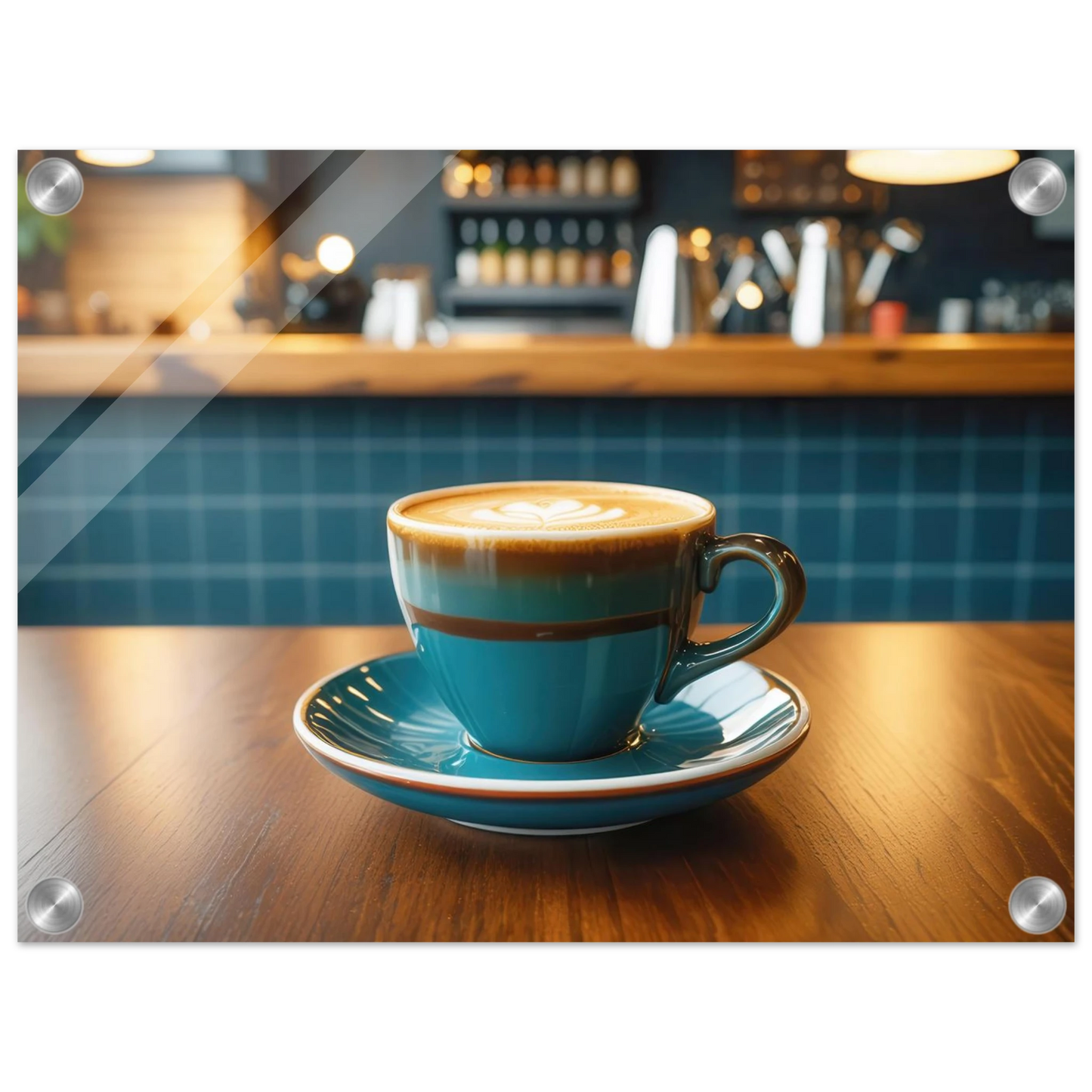 Wandbild deep teal latte einladende kaffeehaus atmosphaere fuer ihr zuhause in vielen groessen