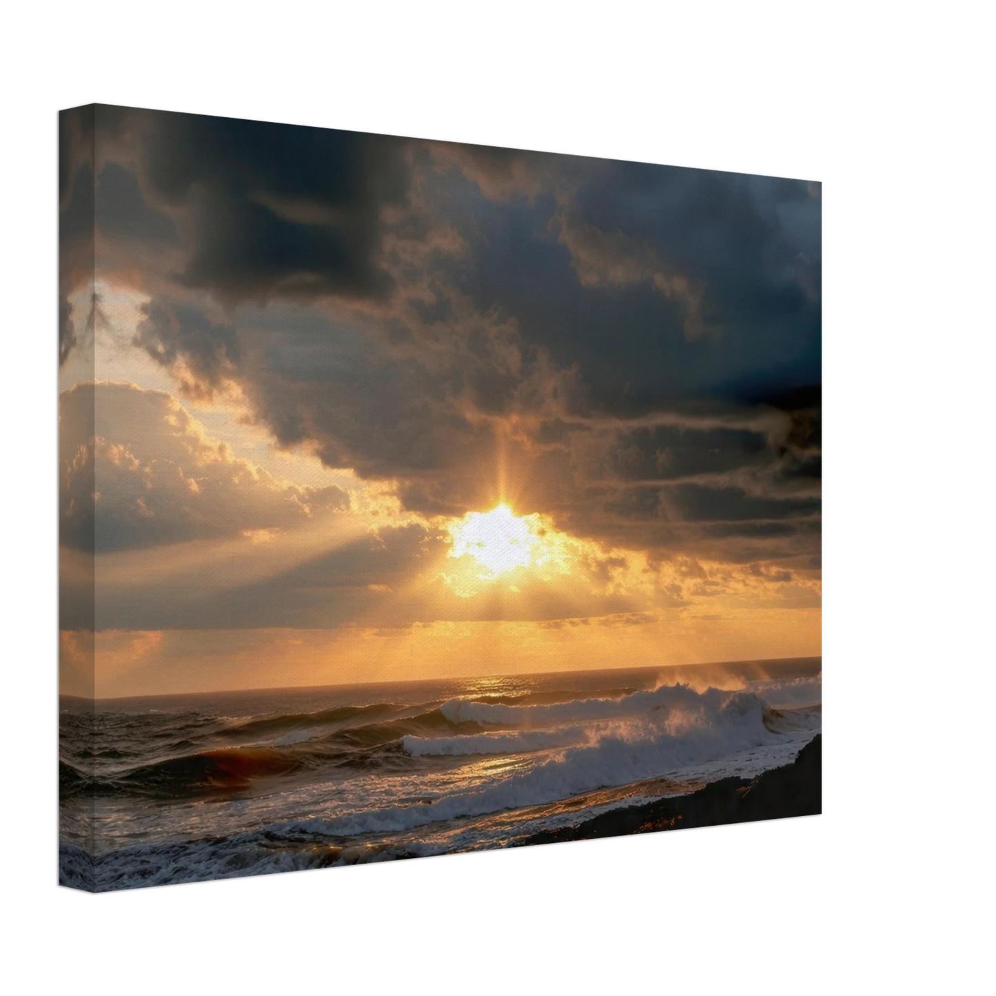 Wandbild dramatischer ozean sonnenuntergang kuestenkunst in ihrer wunschgroesse