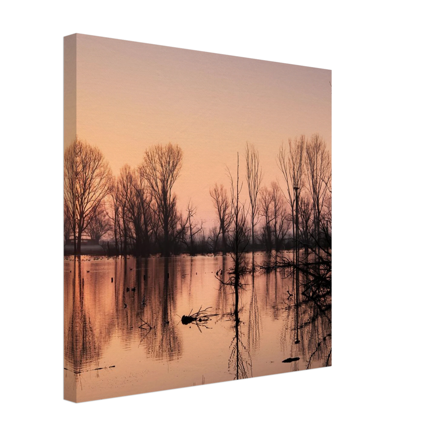 Wandbild mystischer sonnenuntergang am see vertraeumtes naturbild zum aufhaengen in ihrer wunschgroesse