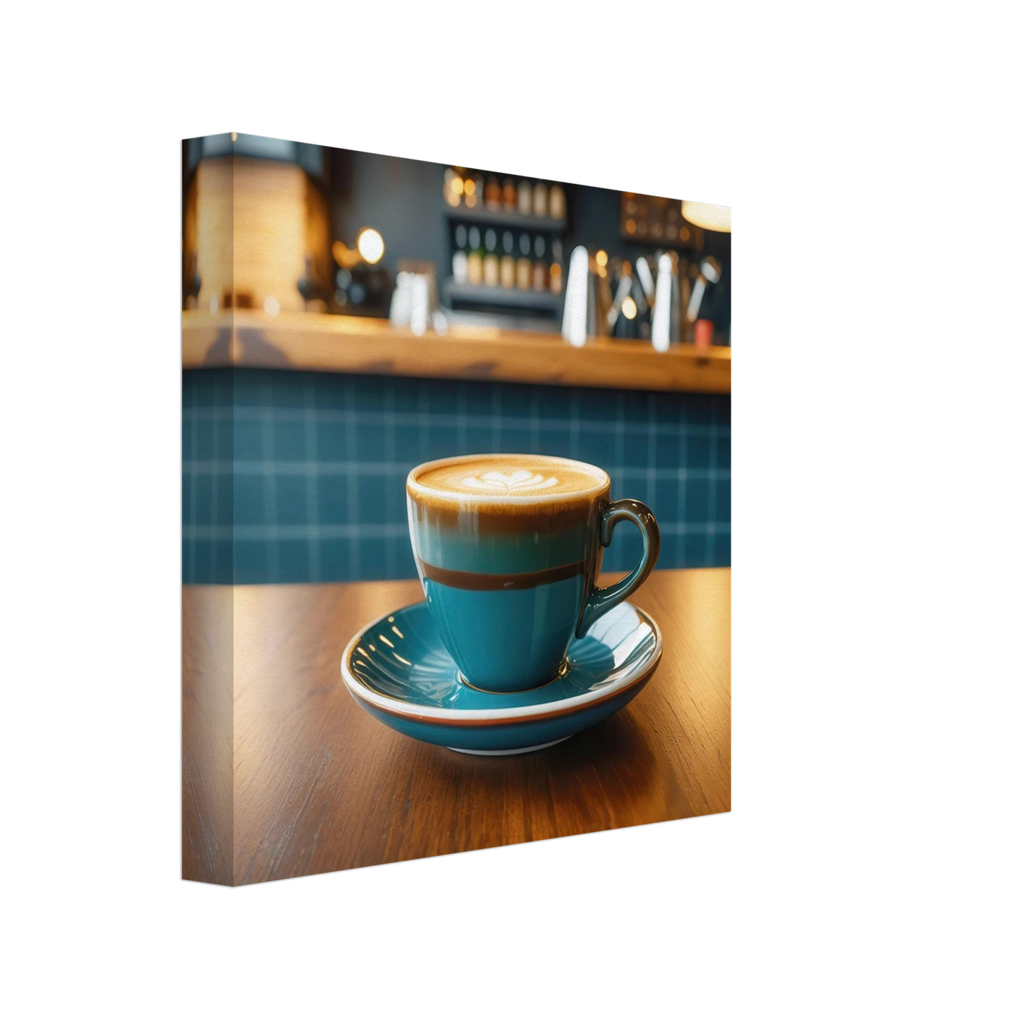Wandbild deep teal latte einladende kaffeehaus atmosphaere fuer ihr zuhause in vielen groessen