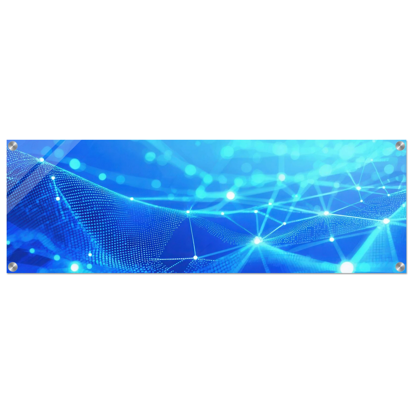 Wandbild deep blue connected world abstraktes cyberpunk netzwerk fuer moderne raeume in vielen groessen