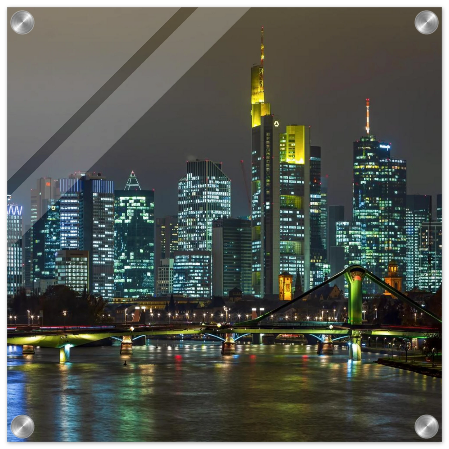 Wandbild frankfurt skyline bei nacht lebendige stadtlandschaft fuer ihr zuhause in vielen groessen