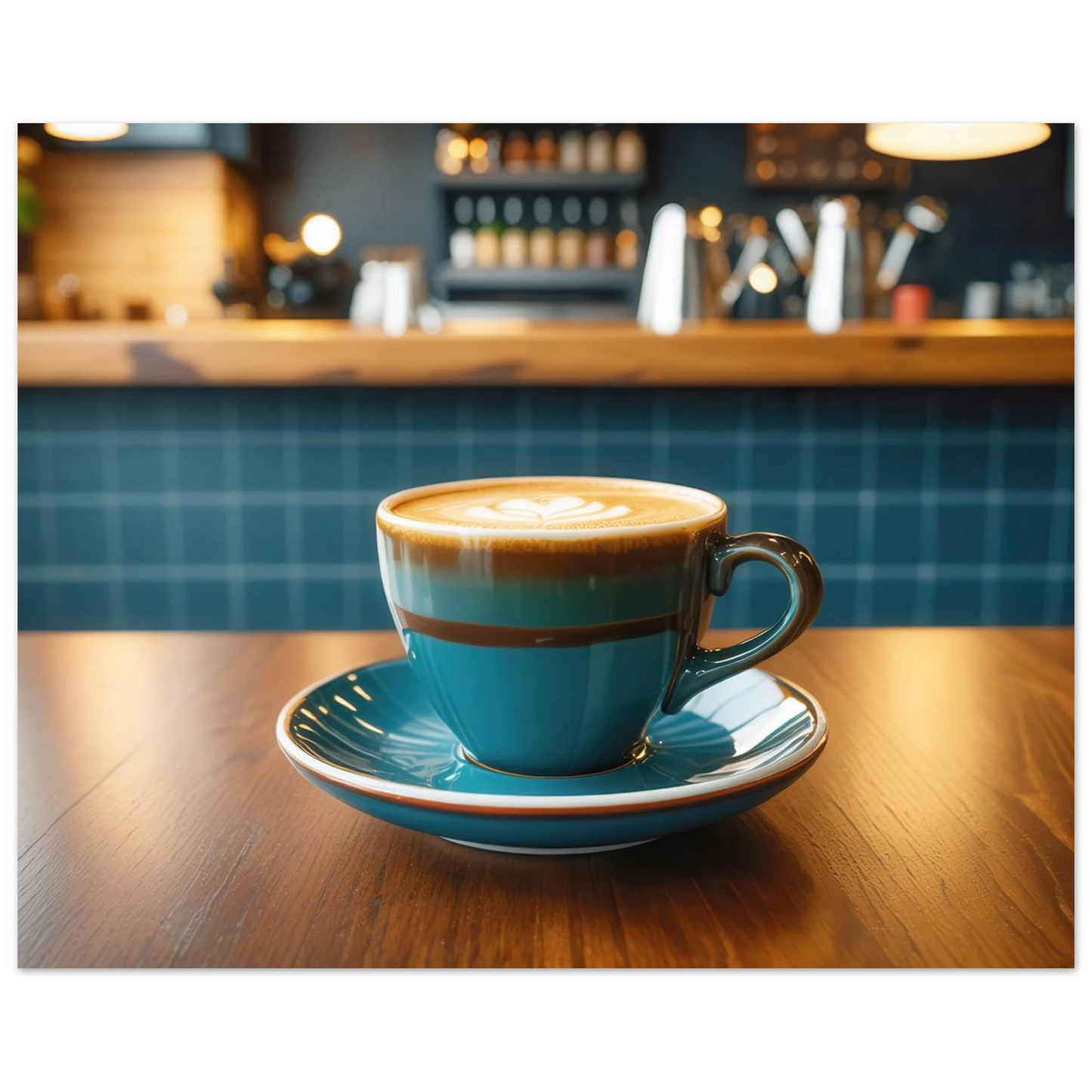 Wandbild deep teal latte einladende kaffeehaus atmosphaere fuer ihr zuhause in vielen groessen