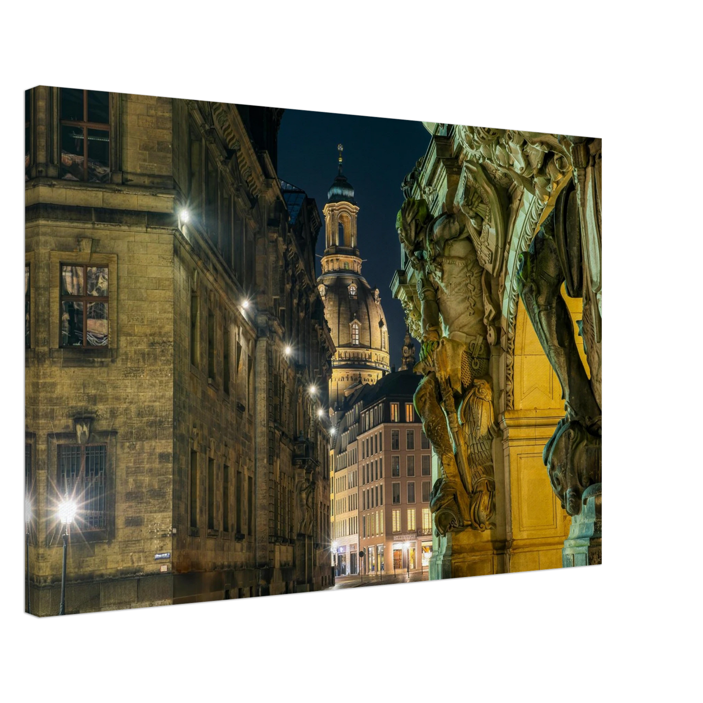 Wandbild dresden altstadt nachtansicht historische architektur als kunstdruck in vielen groessen